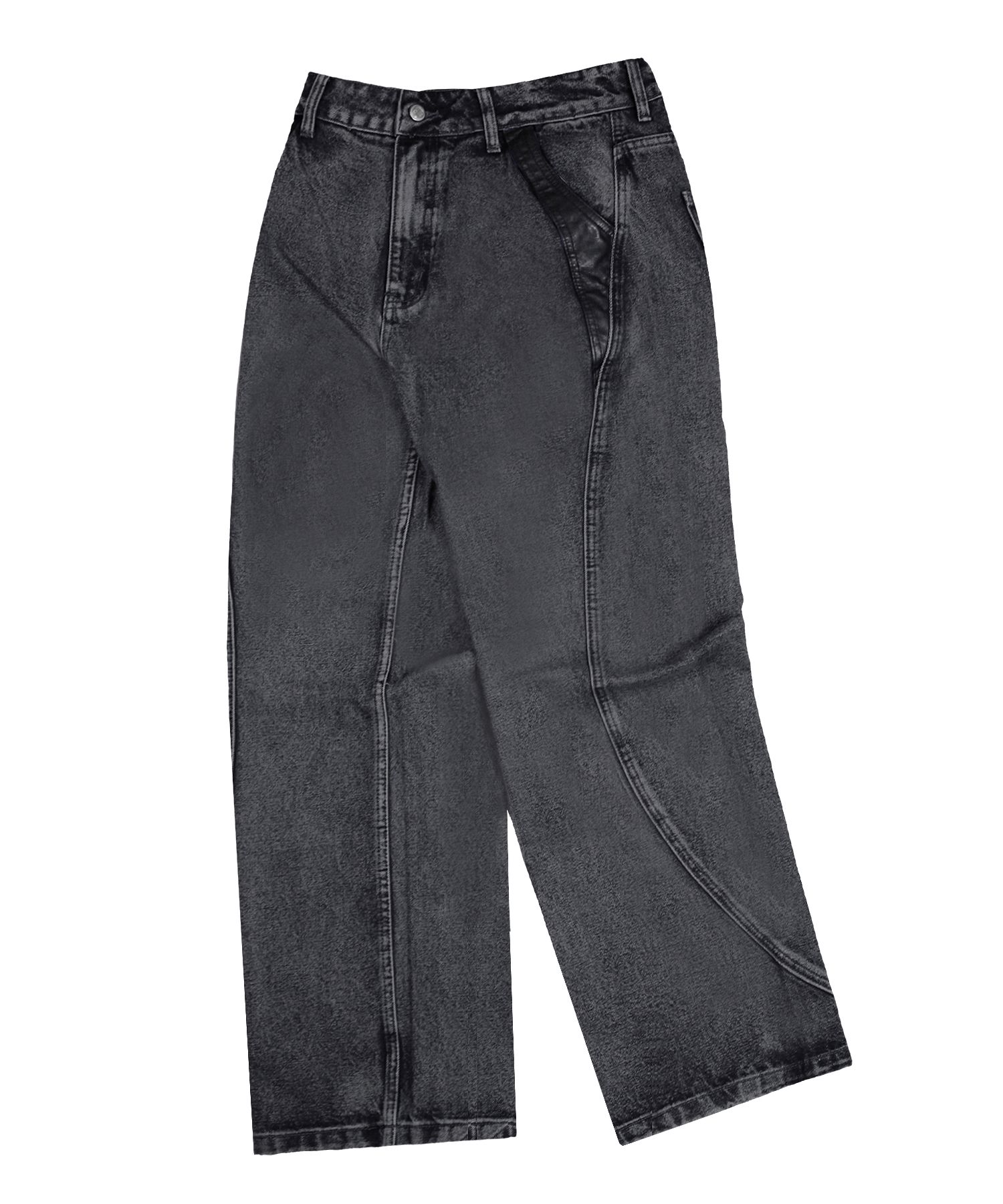 パンツ XTONZ XP236 Leather Mix Curved Denim Pants BLUE XP246BL MUSINSA | XTONZ XP236 Leather Mix Curved Denim Pants (BLUE)