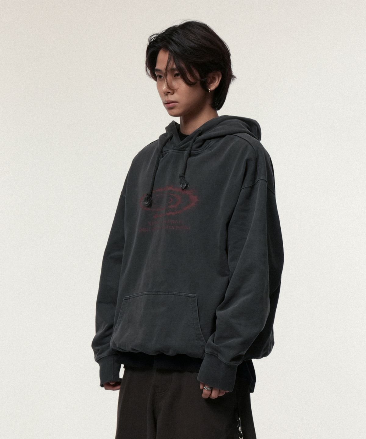 아이돈워너셀(IDWS) Swift Symbol Dying Hoodie Charcoal