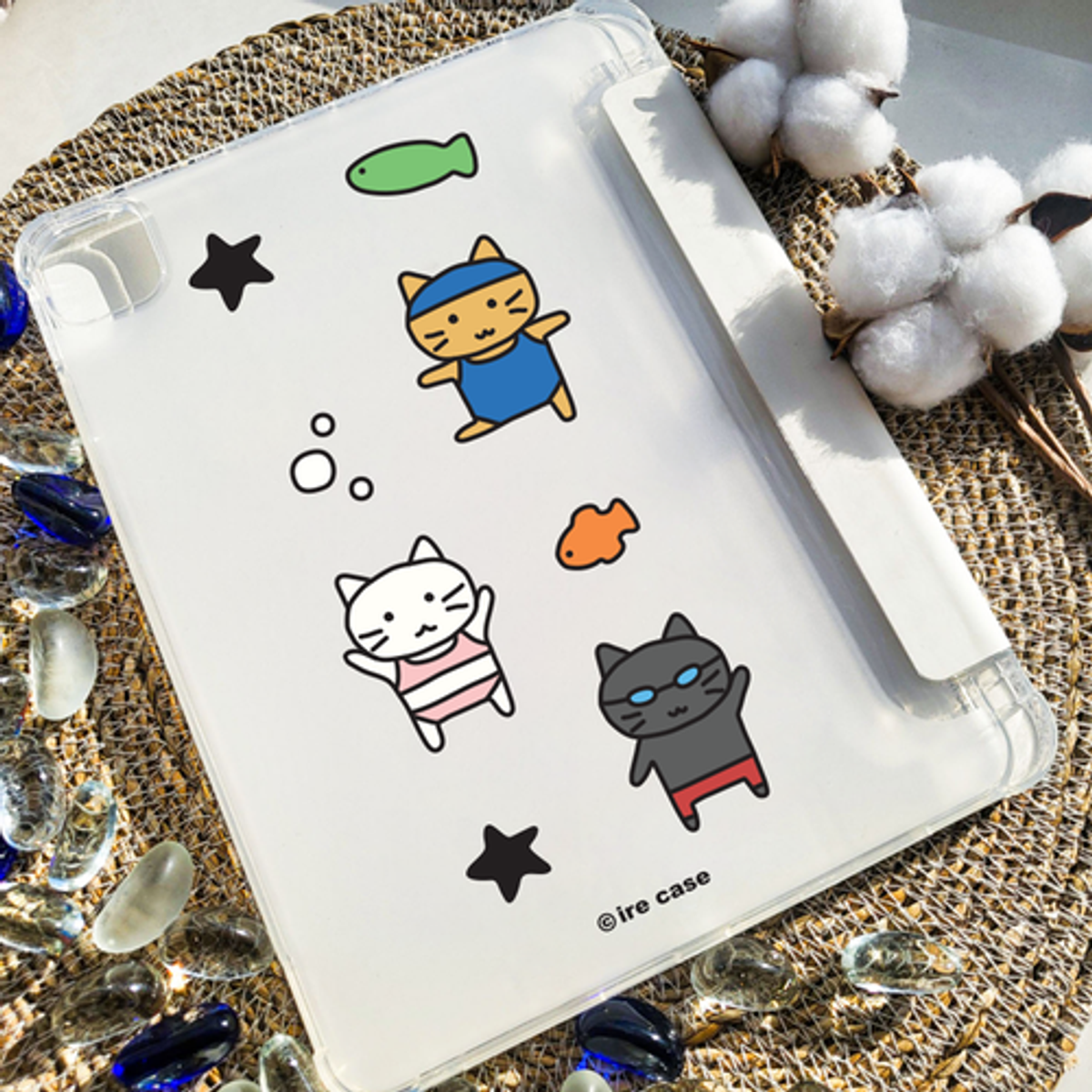 이레케이스앤굿즈(IRECASEGOODS) 수영캣 갤럭시탭 아이패드 애플펜슬 수납가능 풀커버 케이스