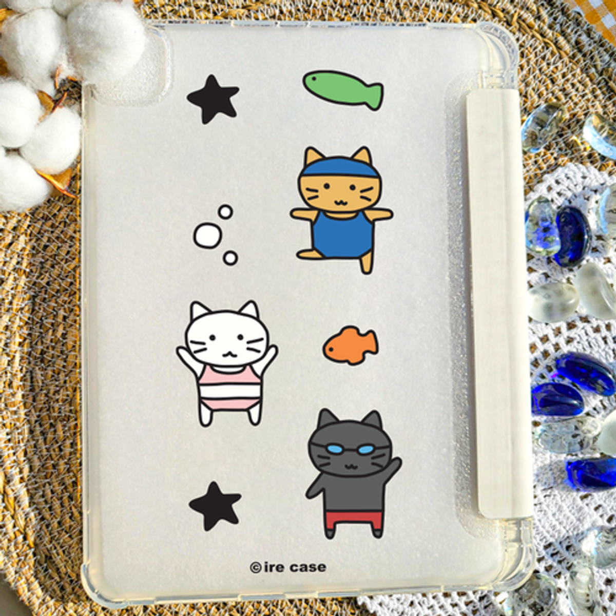 이레케이스앤굿즈(IRECASEGOODS) 수영캣 갤럭시탭 아이패드 애플펜슬 수납가능 풀커버 케이스