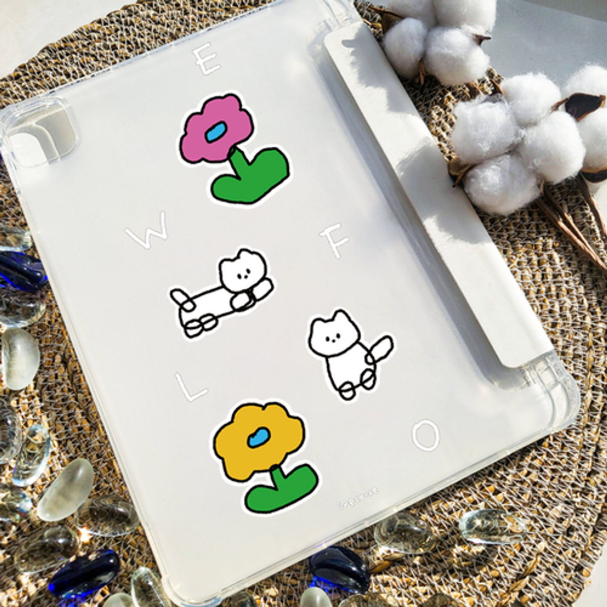 이레케이스앤굿즈(IRECASEGOODS) 플라워냥이 갤럭시탭 아이패드 애플펜슬 수납  케이스