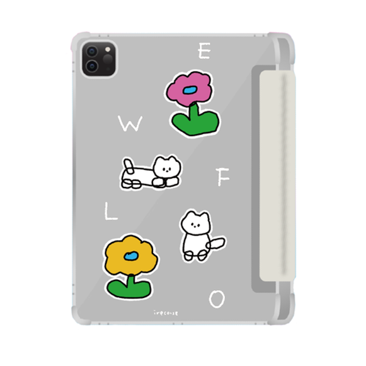 이레케이스앤굿즈(IRECASEGOODS) 플라워냥이 갤럭시탭 아이패드 애플펜슬 수납  케이스