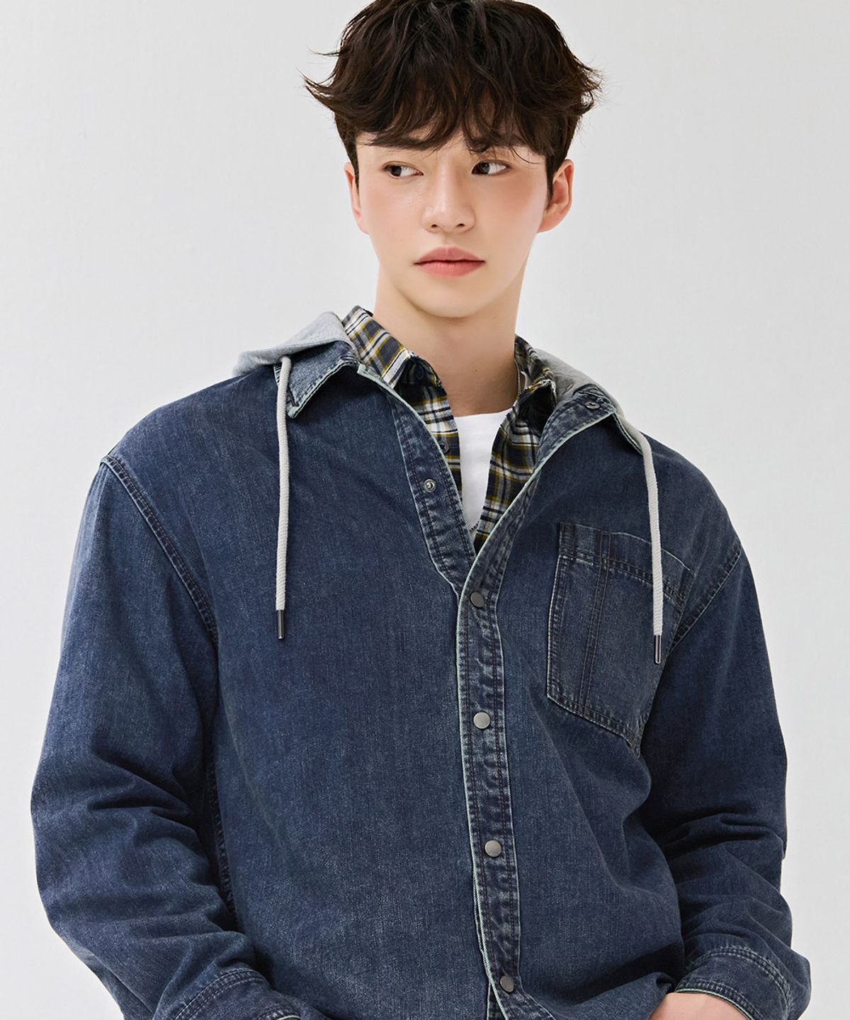체이스컬트(CHASECULT) 공용 아우터형 후드 데님셔츠-DERU5431B04