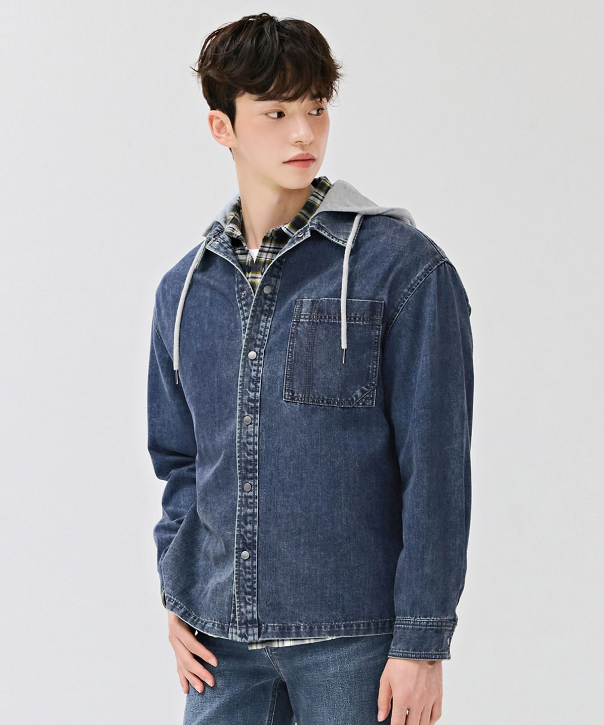체이스컬트(CHASECULT) 공용 아우터형 후드 데님셔츠-DERU5431B04