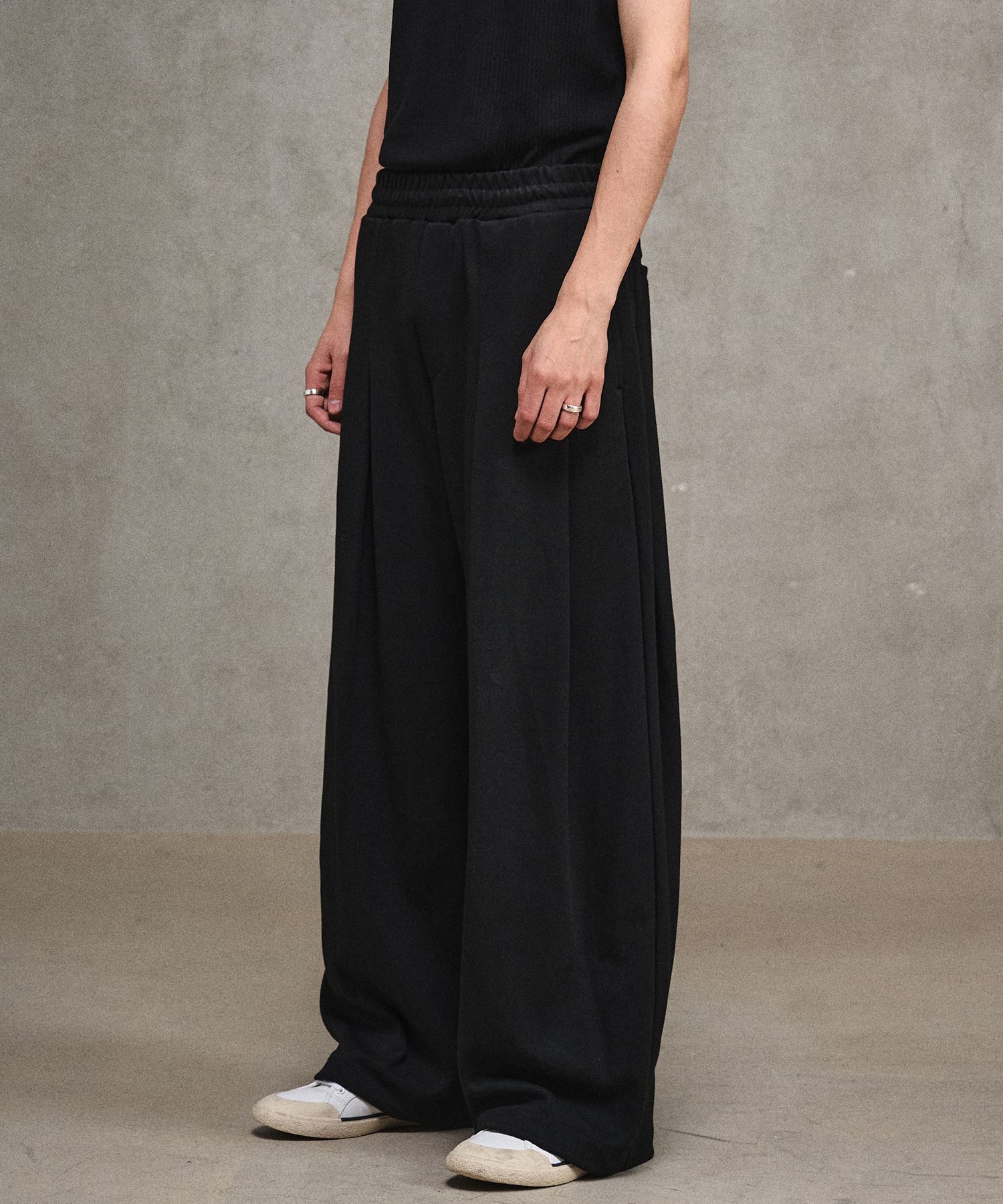 MUSINSA | LMOOD Kendo Two Way Sweat Wide Pants Black