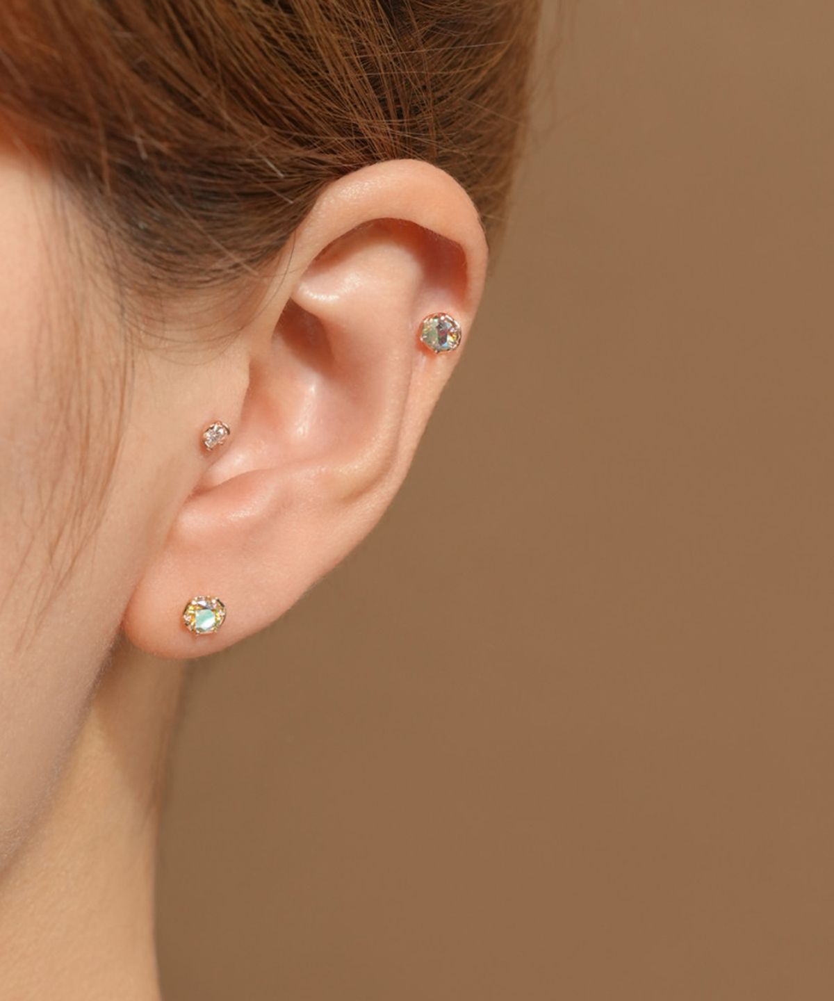 미니멀피어싱(MINIMALPIERCING) 14K 모이사나이트 다이아 오로라 피어싱 귀걸이 3부