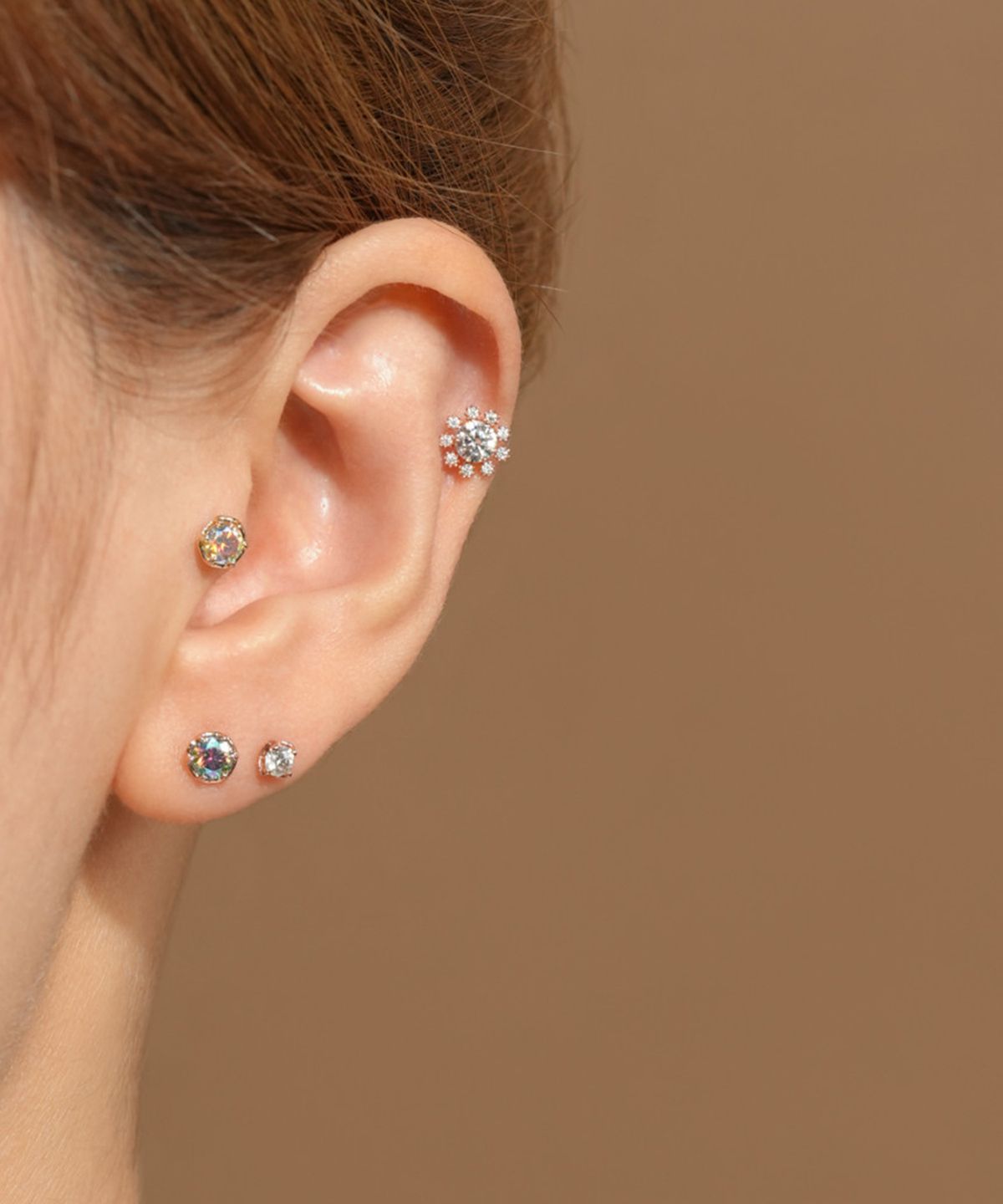미니멀피어싱(MINIMALPIERCING) 14K 모이사나이트 다이아 오로라 피어싱 귀걸이 3부