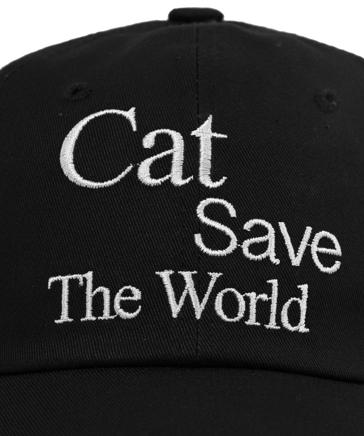 캣세이브더월드(CATSAVETHEWORLD) 슬로건 레터링 볼캡 (블랙)