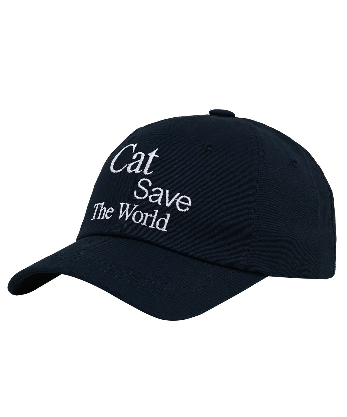 캣세이브더월드(CATSAVETHEWORLD) 슬로건 레터링 볼캡 (네이비)