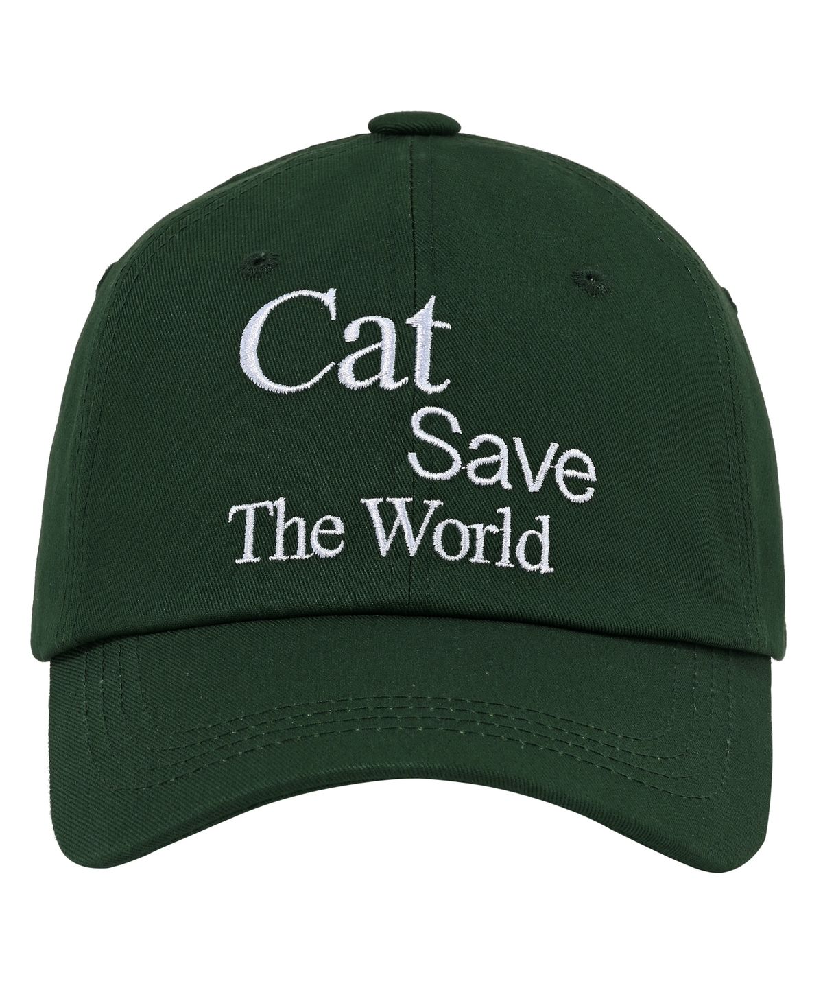 캣세이브더월드(CATSAVETHEWORLD) 슬로건 레터링 볼캡 (그린)