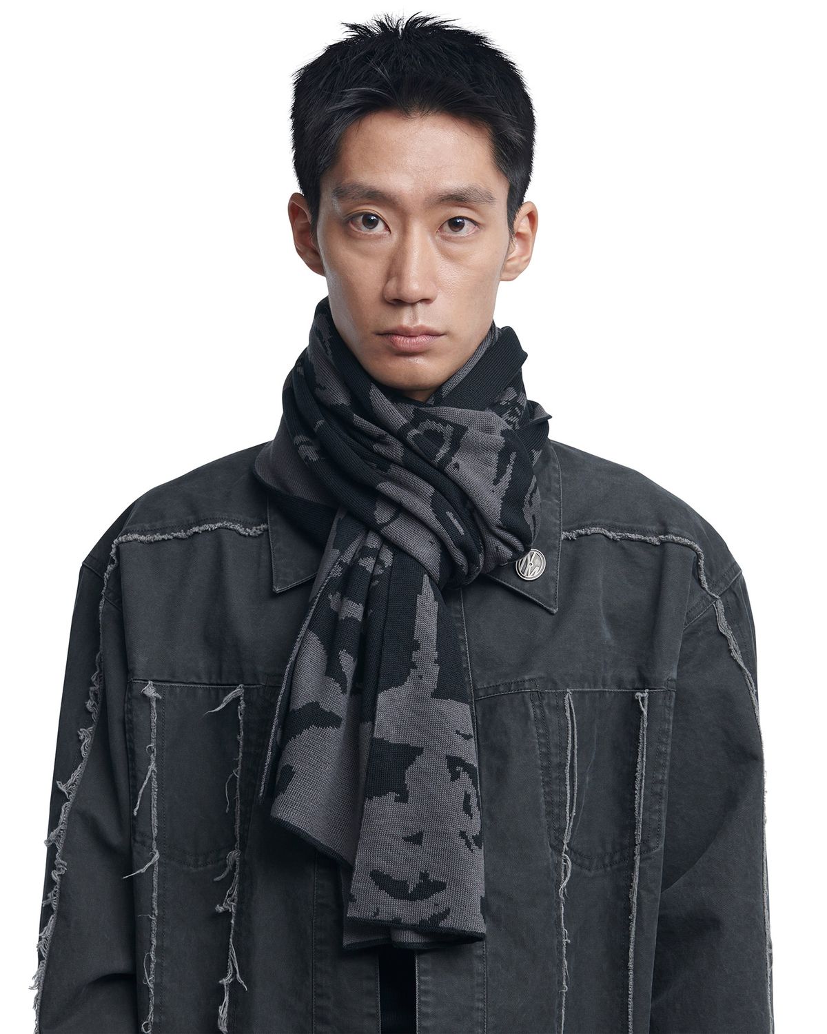 노매뉴얼(NOMANUAL) N.S JACQUARD MUFFLER - BLACK
