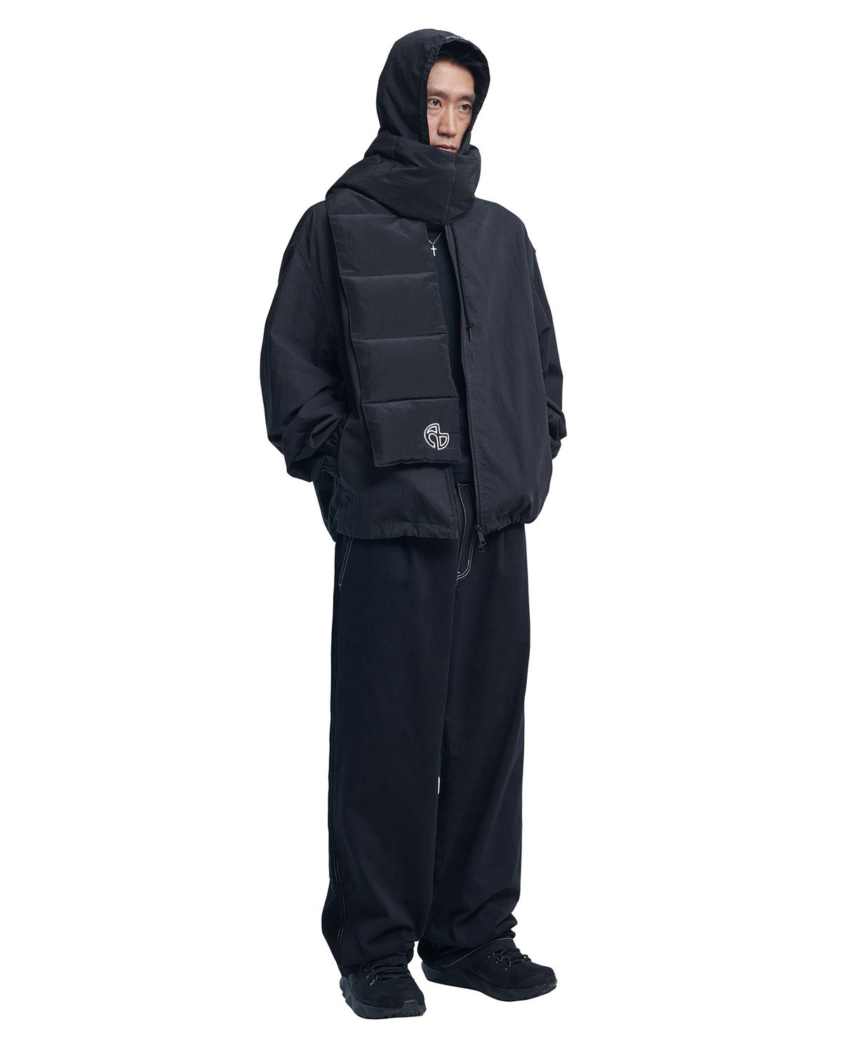 노매뉴얼(NOMANUAL) L.S.S NYLON DOWN MUFFLER - BLACK