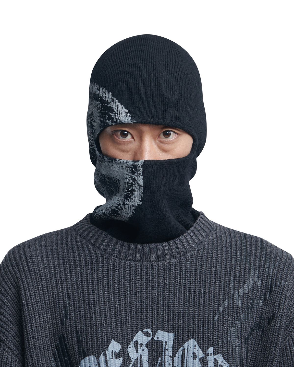 노매뉴얼(NOMANUAL) C.S.L WOOL KNIT BALACLAVA - BLACK
