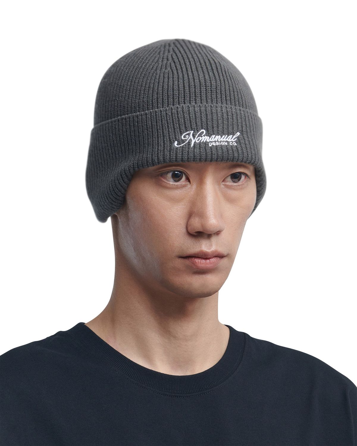 노매뉴얼(NOMANUAL) NM EARFLAP BEANIE - CHARCOAL