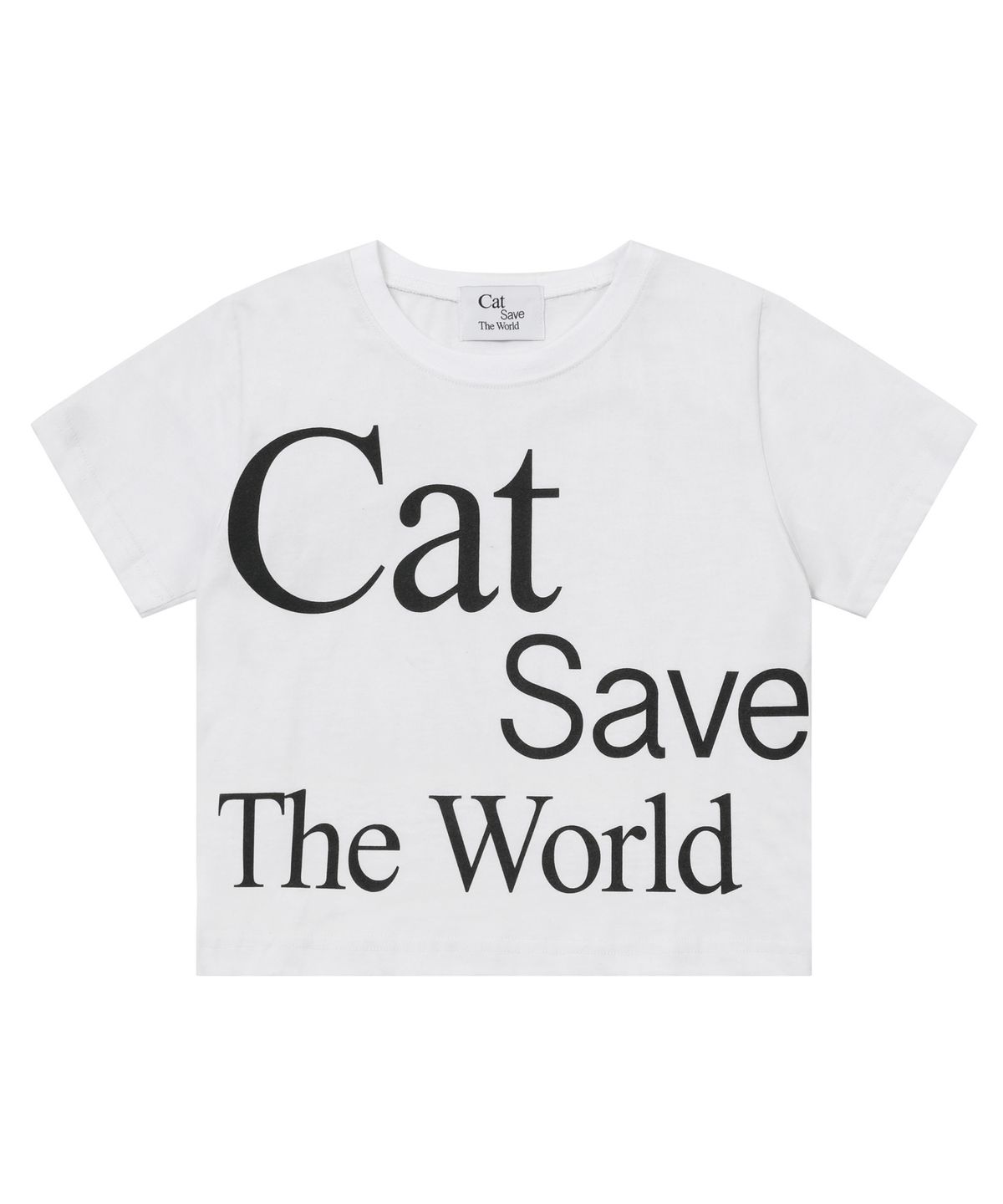 캣세이브더월드(CATSAVETHEWORLD) 레터링 반팔 티 (2컬러)
