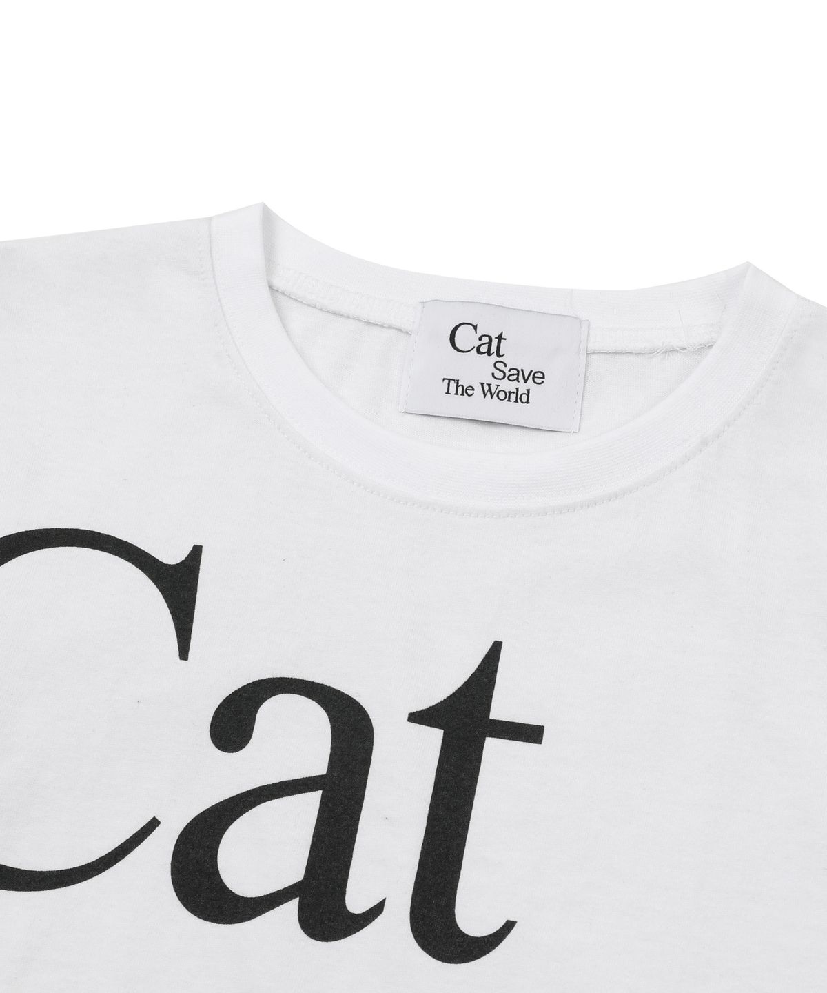 캣세이브더월드(CATSAVETHEWORLD) 레터링 반팔 티 (2컬러)