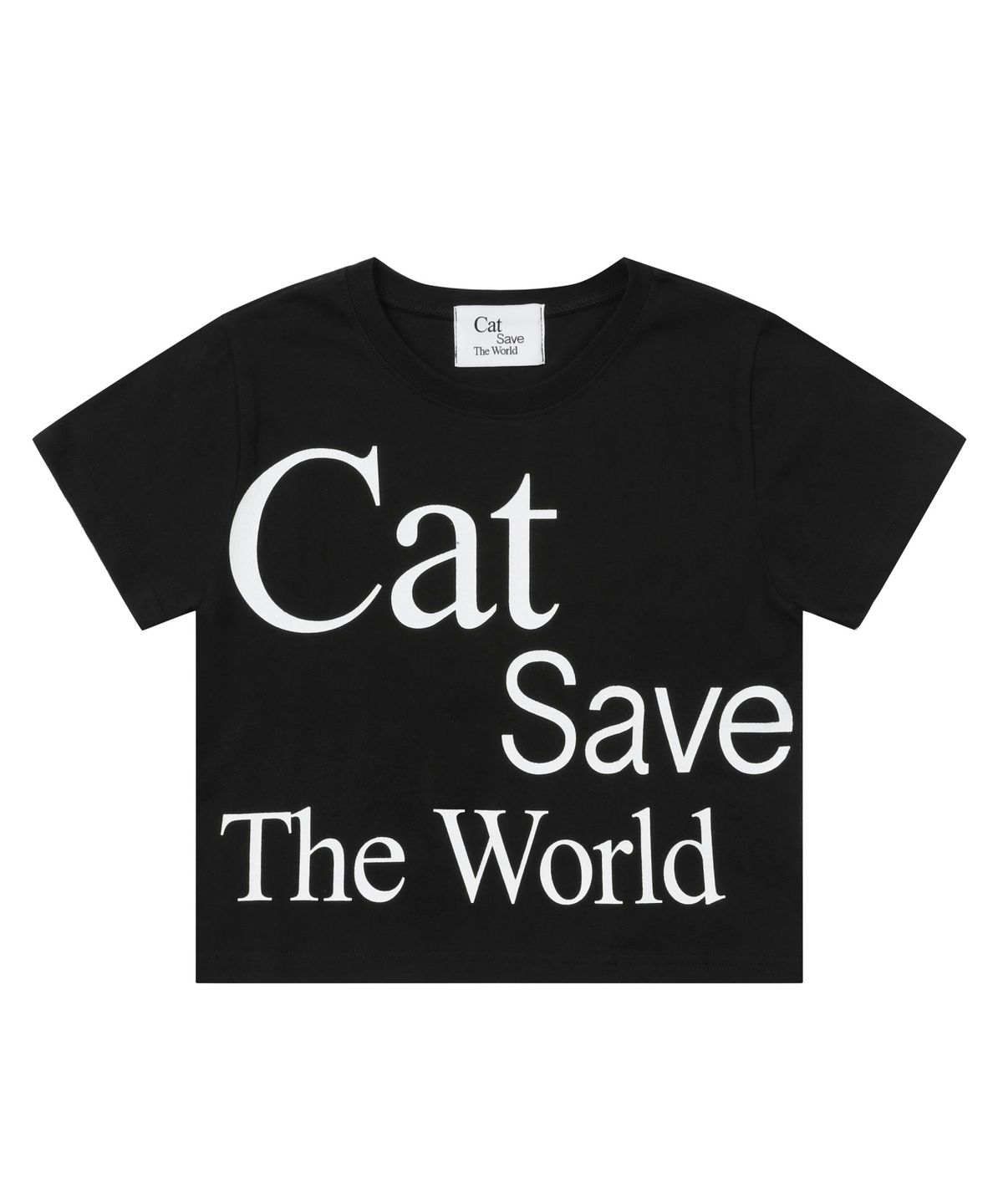 캣세이브더월드(CATSAVETHEWORLD) 레터링 반팔 티 (2컬러)