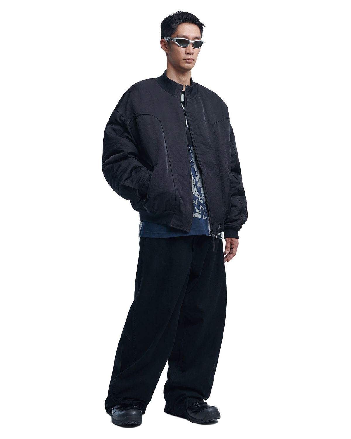 노매뉴얼(NOMANUAL) OVERSIZED V.C PANTS - WASHED BLACK