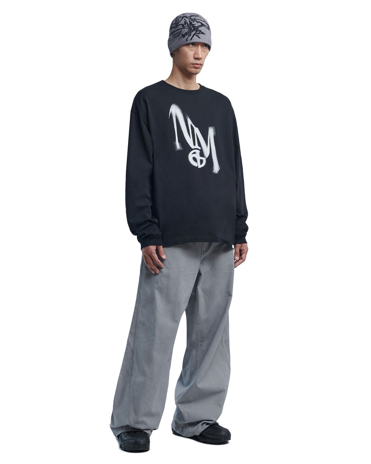 노매뉴얼(NOMANUAL) OVERSIZED V.C PANTS - WASHED GRAY