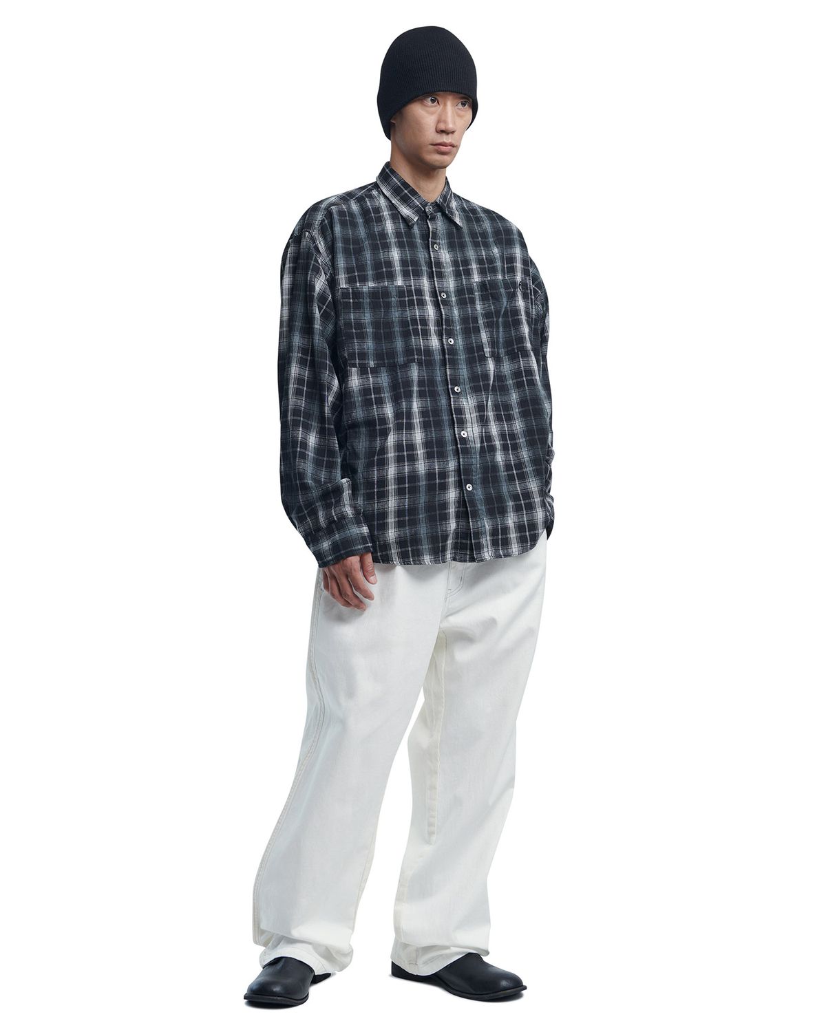 노매뉴얼(NOMANUAL) HALF & HALF CORDUROY PANTS - WHITE