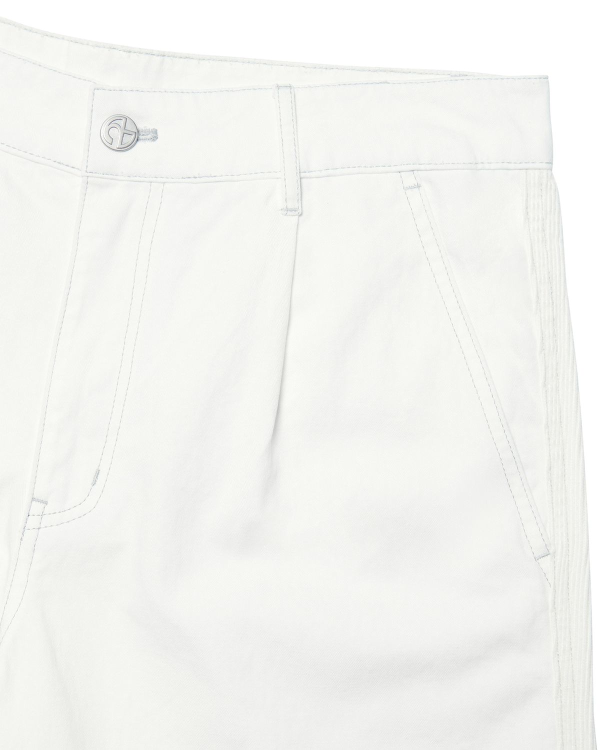 노매뉴얼(NOMANUAL) HALF & HALF CORDUROY PANTS - WHITE
