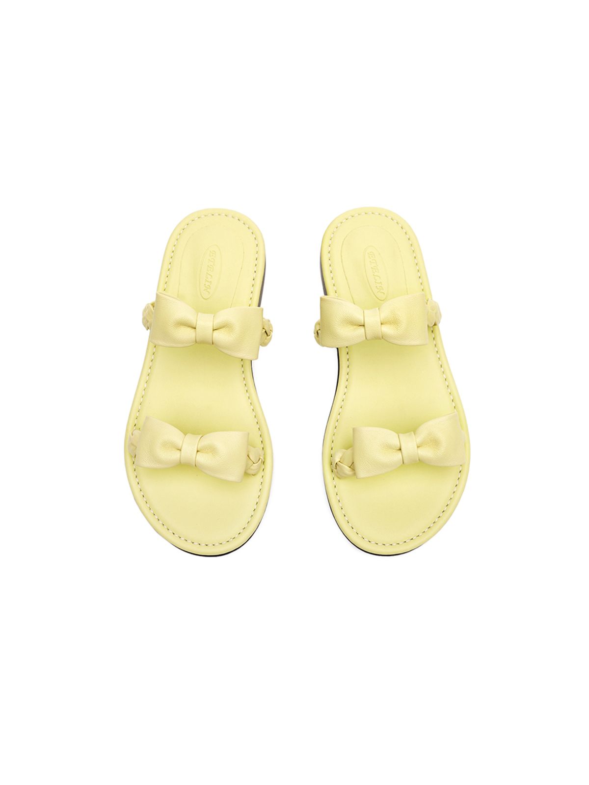 에뗄린(ETELIN) Barbee Ribbon Braids Strap Sandals - Lime