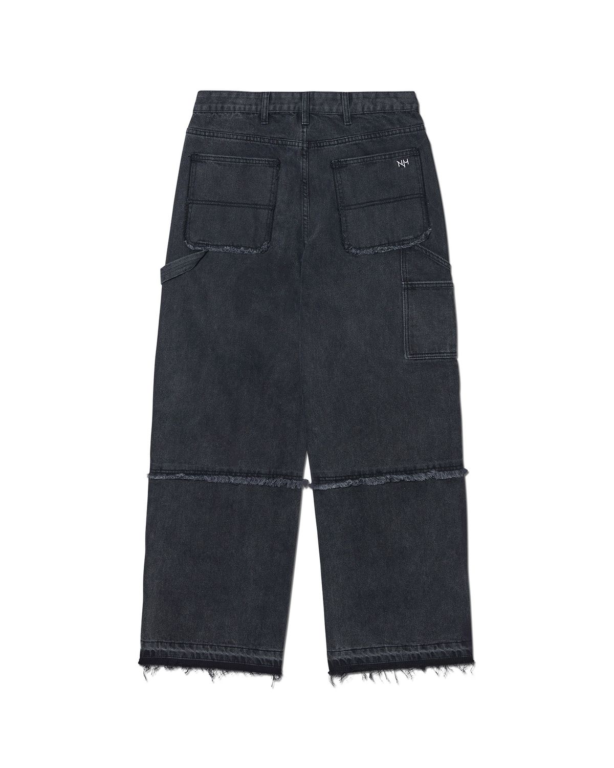 노매뉴얼(NOMANUAL) RAW EDGE DOUBLE KNEE PANTS - WASHED BLACK