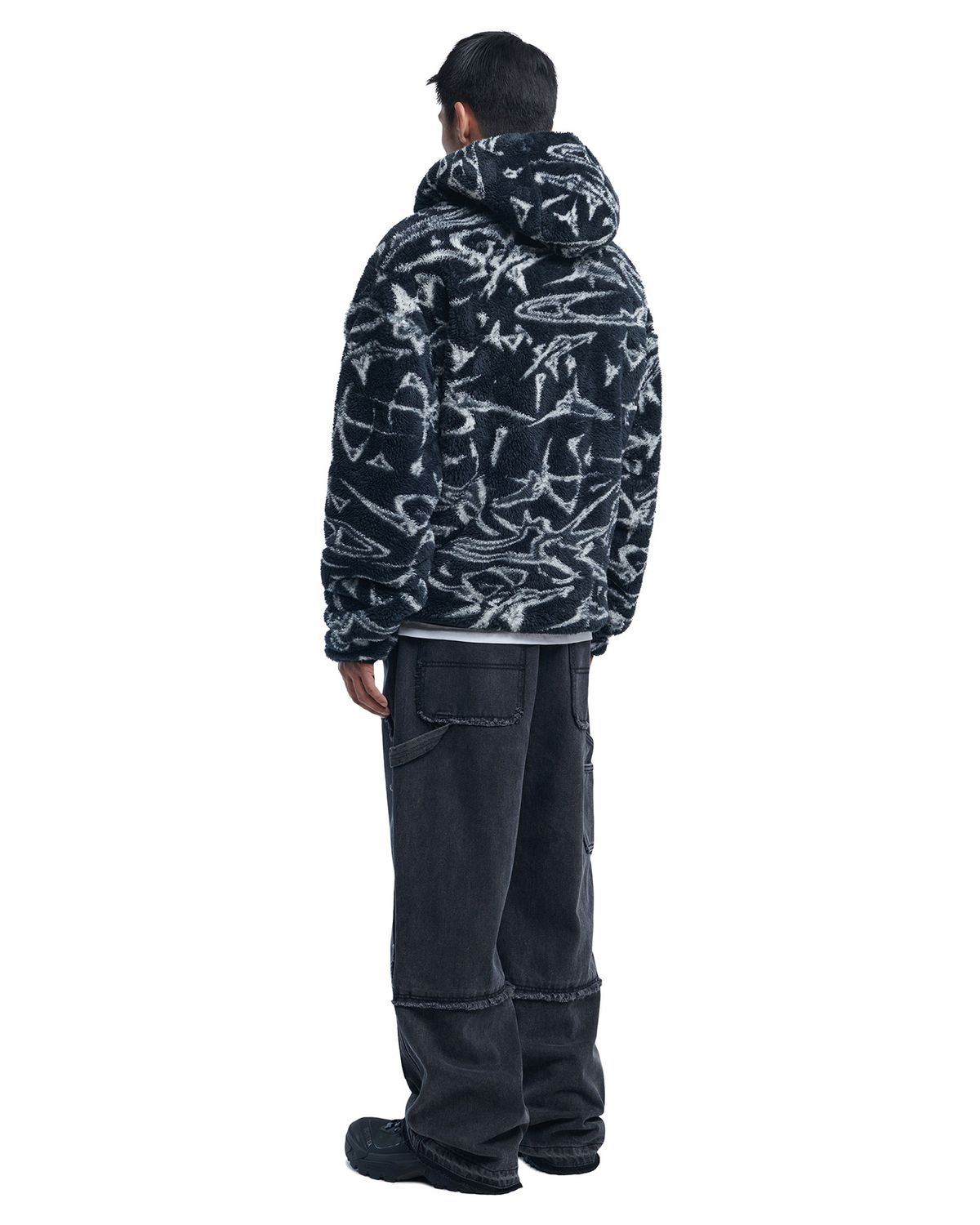 노매뉴얼(NOMANUAL) RAW EDGE DOUBLE KNEE PANTS - WASHED BLACK