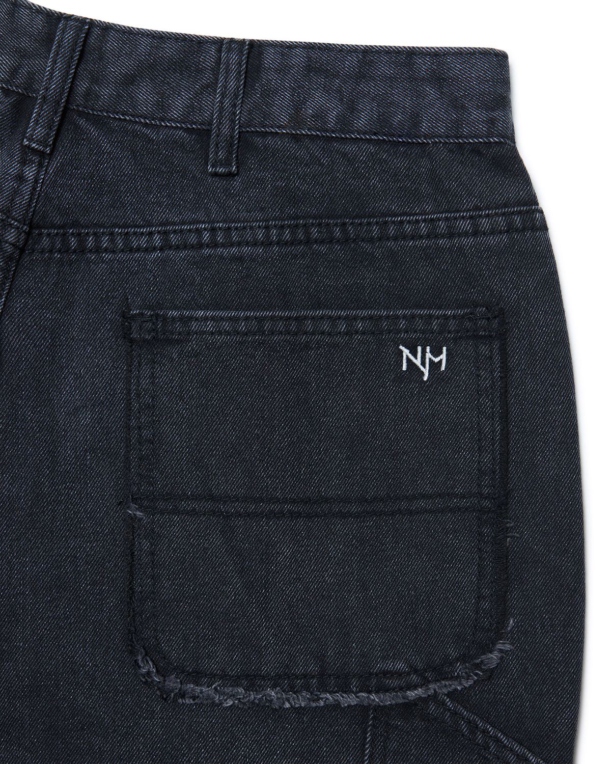 노매뉴얼(NOMANUAL) RAW EDGE DOUBLE KNEE PANTS - WASHED BLACK