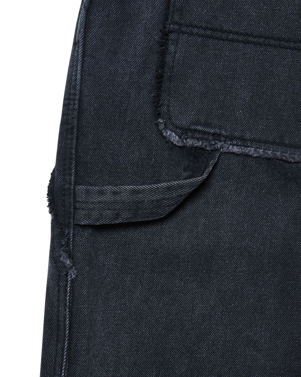 노매뉴얼(NOMANUAL) RAW EDGE DOUBLE KNEE PANTS - WASHED BLACK