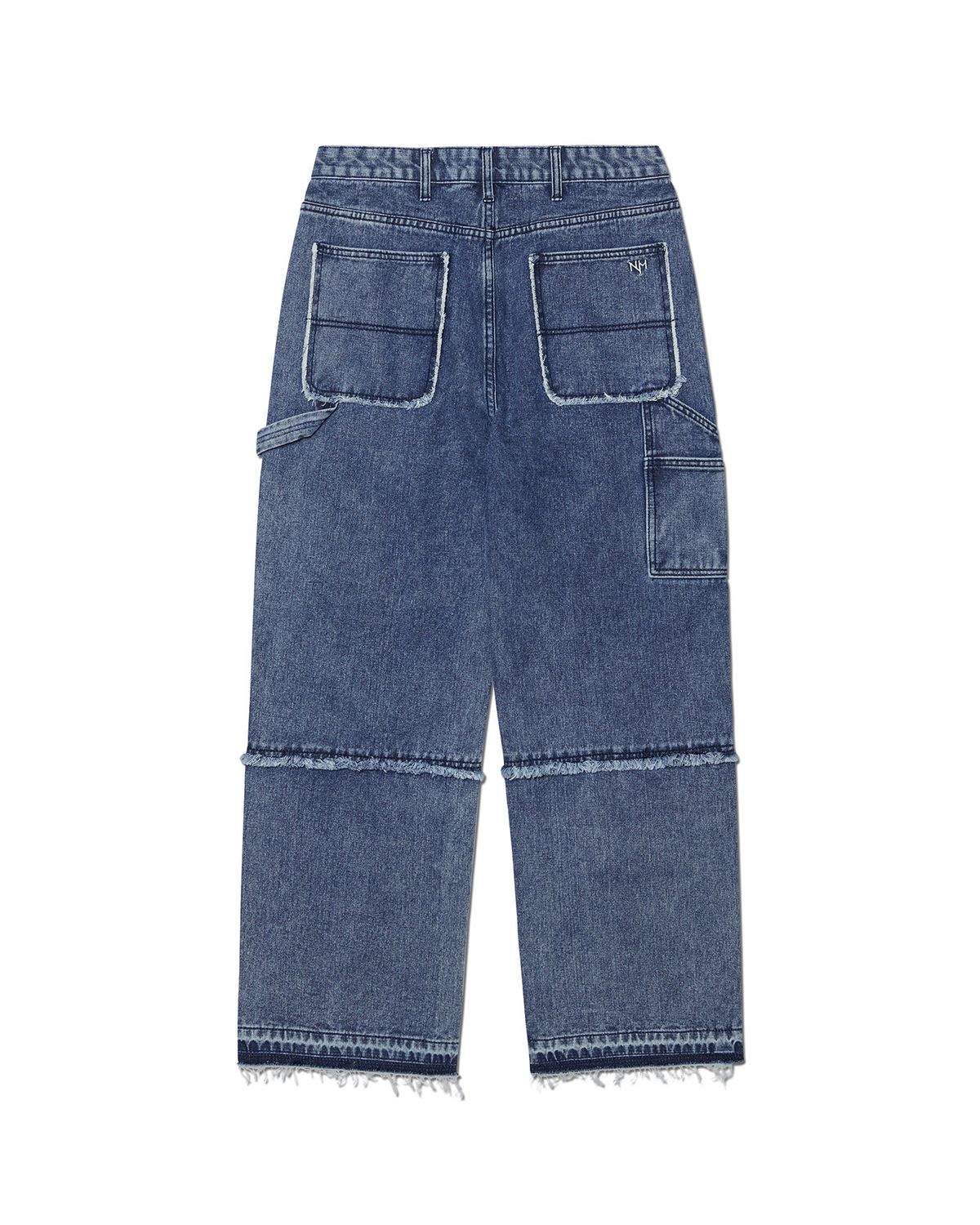 노매뉴얼(NOMANUAL) RAW EDGE DOUBLE KNEE PANTS - WASHED BLUE