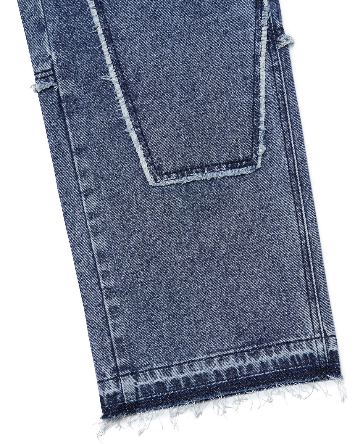 노매뉴얼(NOMANUAL) RAW EDGE DOUBLE KNEE PANTS - WASHED BLUE