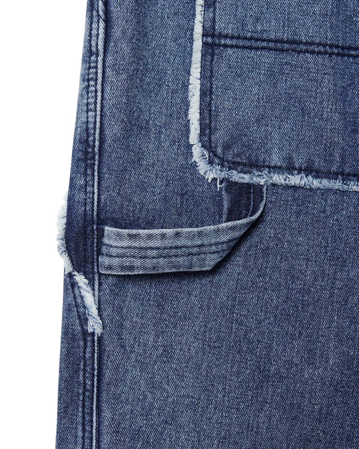 노매뉴얼(NOMANUAL) RAW EDGE DOUBLE KNEE PANTS - WASHED BLUE