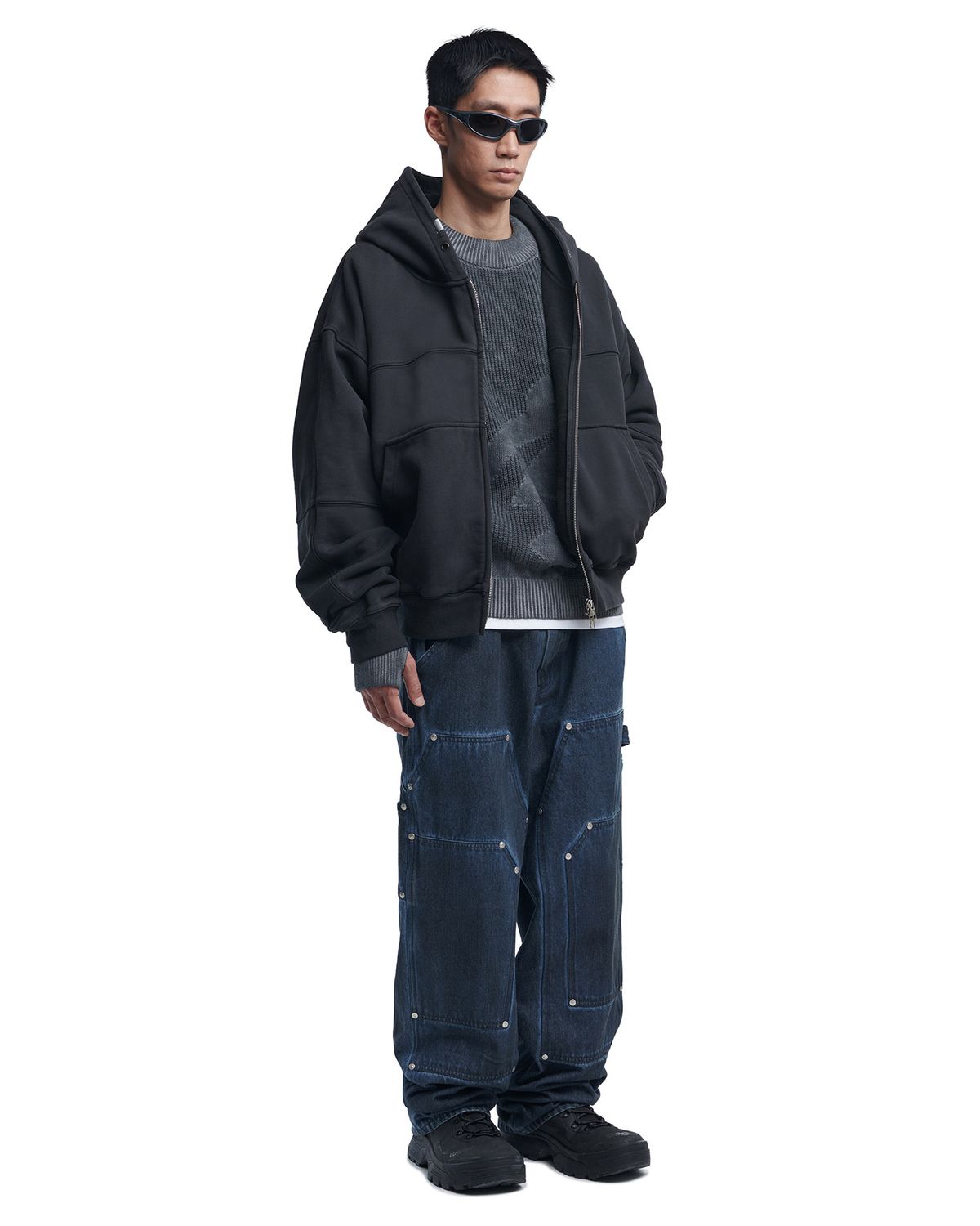 노매뉴얼(NOMANUAL) TRIPLE KNEE DYED WORK PANTS - DYED BLUE