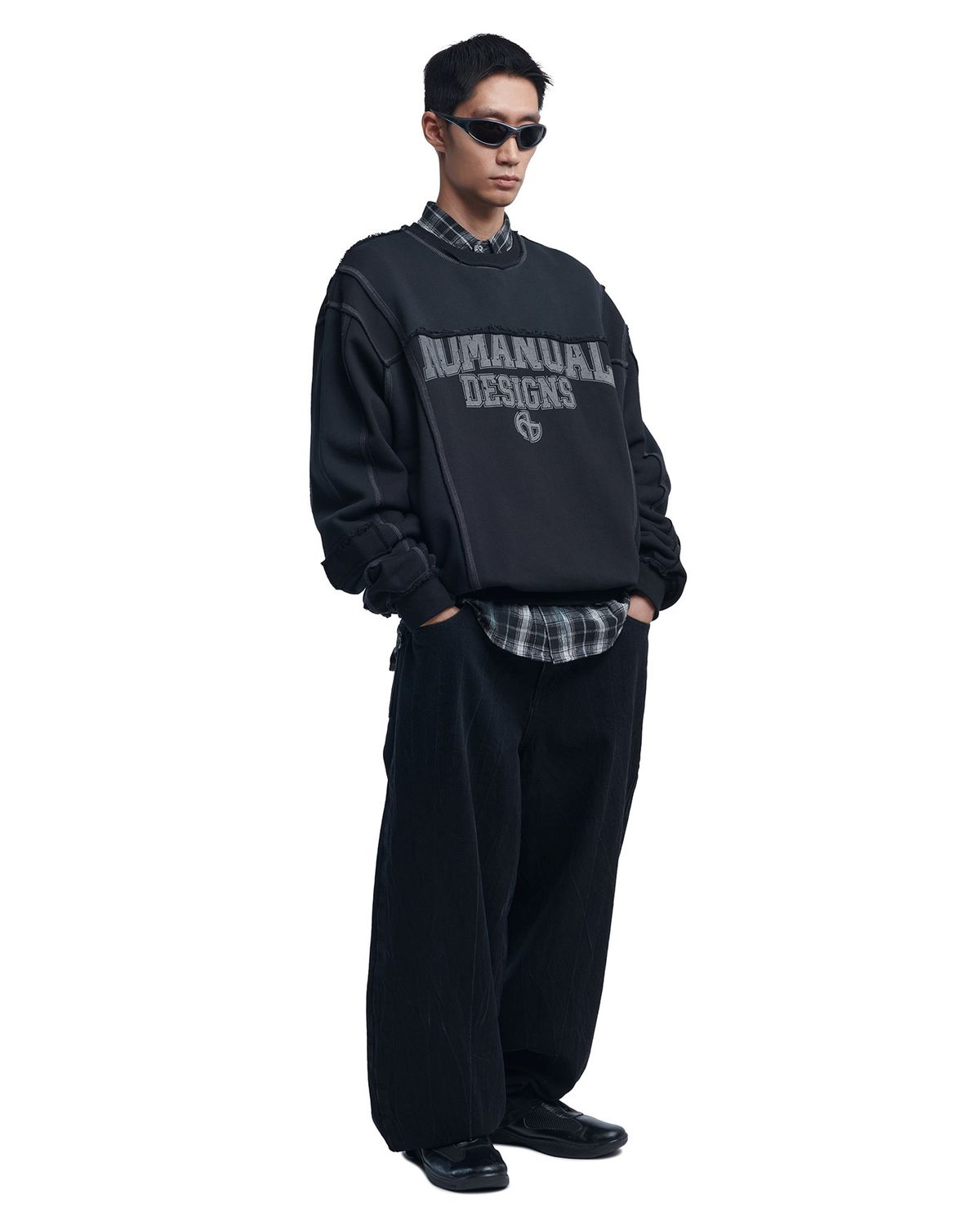 노매뉴얼(NOMANUAL) C.W WIDE DENIM PANTS - BLACK