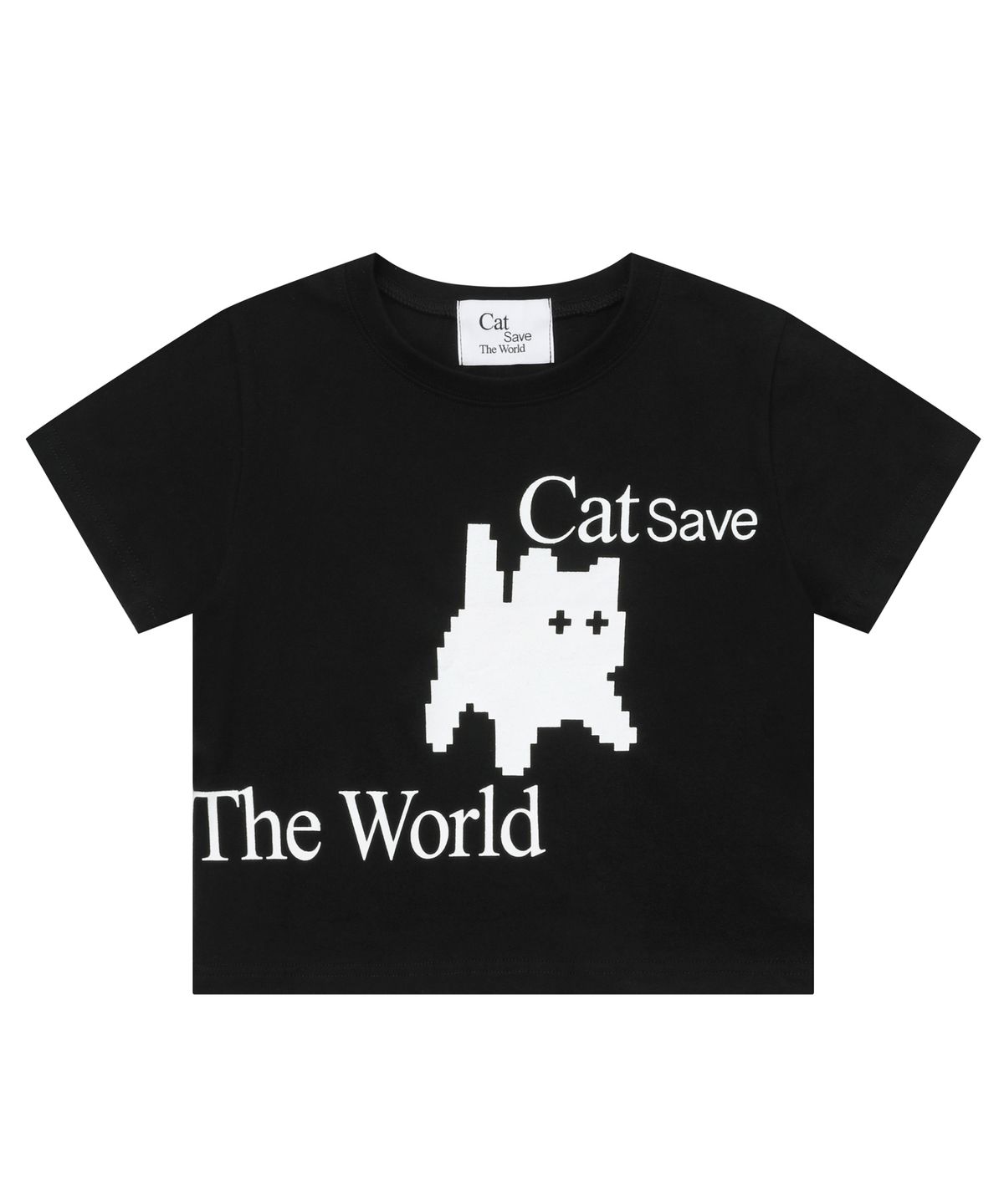 캣세이브더월드(CATSAVETHEWORLD) 픽셀 아트 크롭 티 (2컬러)
