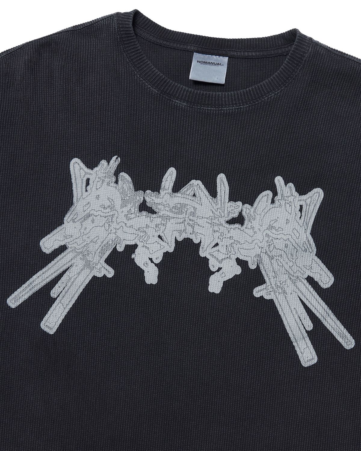 노매뉴얼(NOMANUAL) A.W WAFFLE LONG SLEEVE TEE - WASHED BLACK