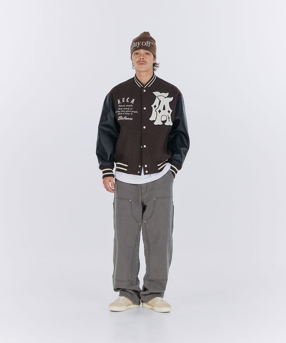 에이카화이트(AECA) DOUBLE A WOOL VARSITY JACKET-BROWN
