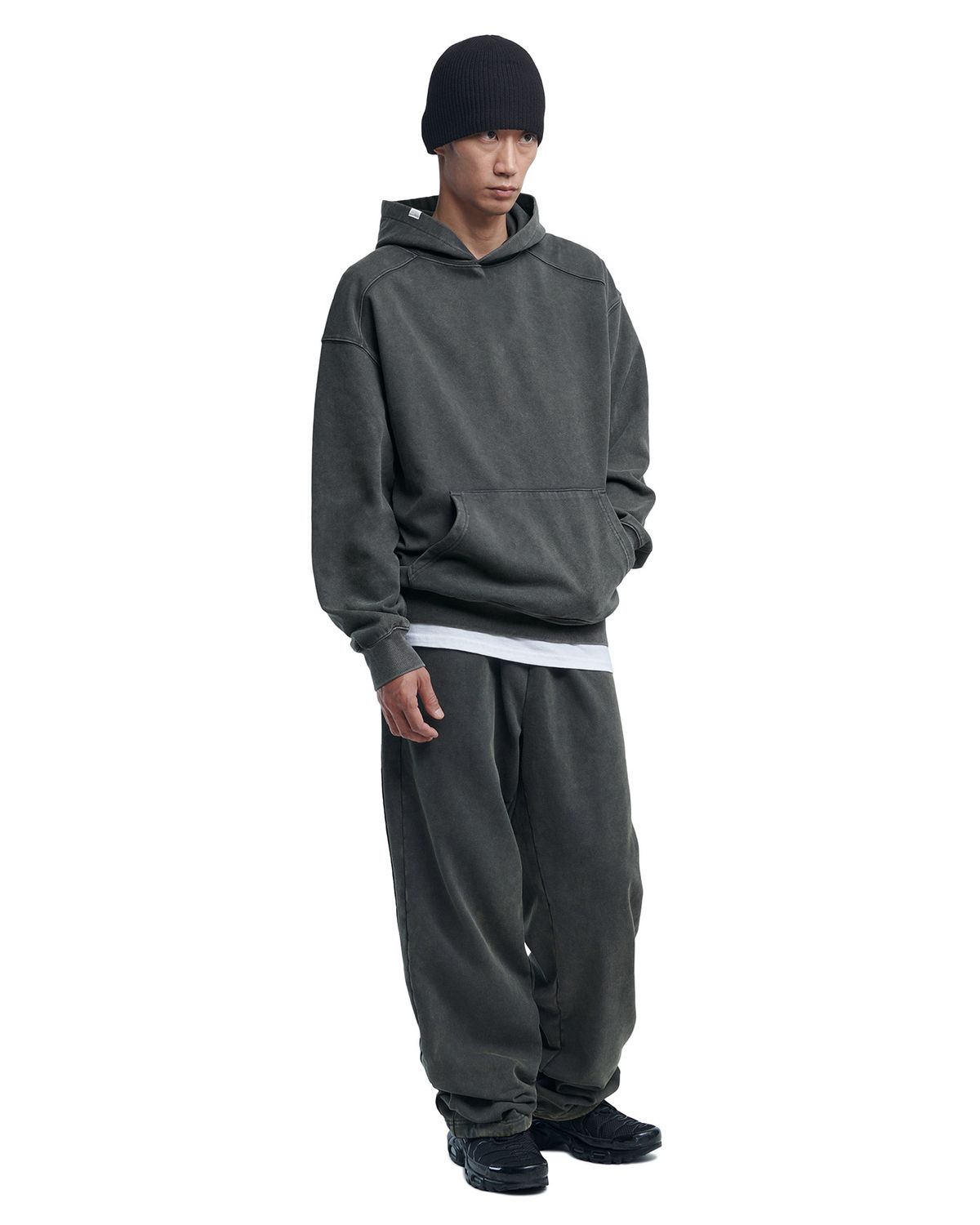 노매뉴얼(NOMANUAL) M.L HOODIE - WASHED CHARCOAL