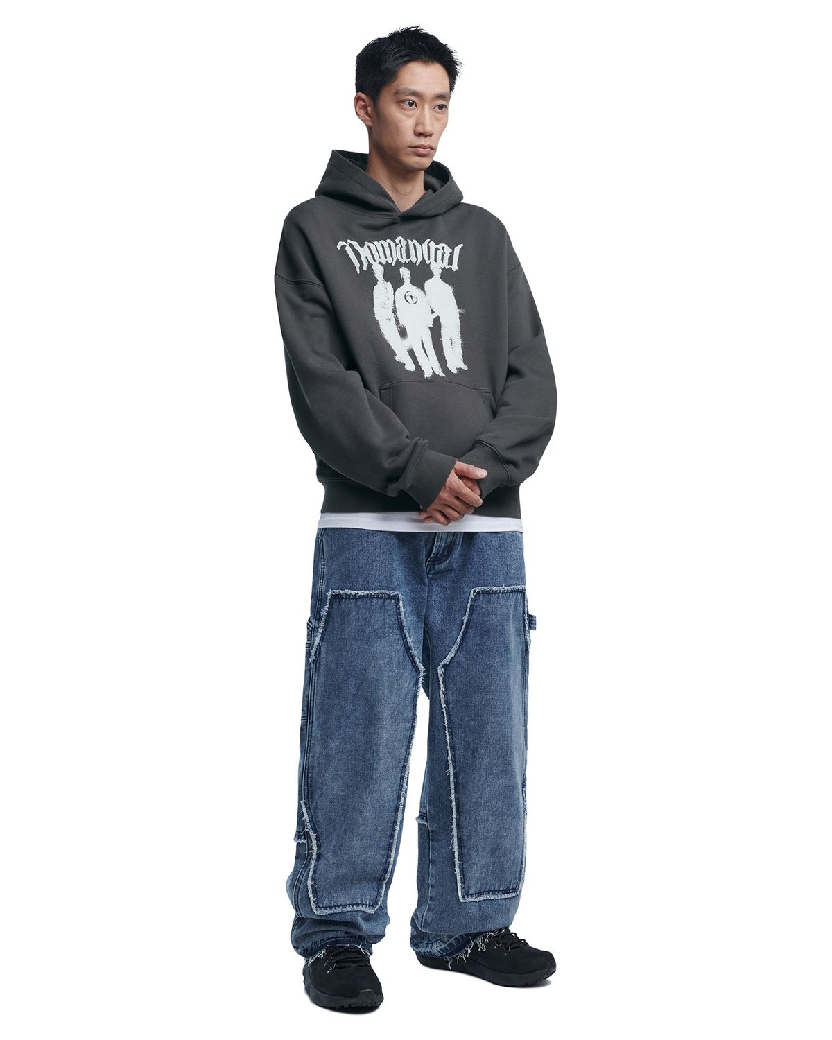 노매뉴얼(NOMANUAL) T.M HOODIE - CHARCOAL