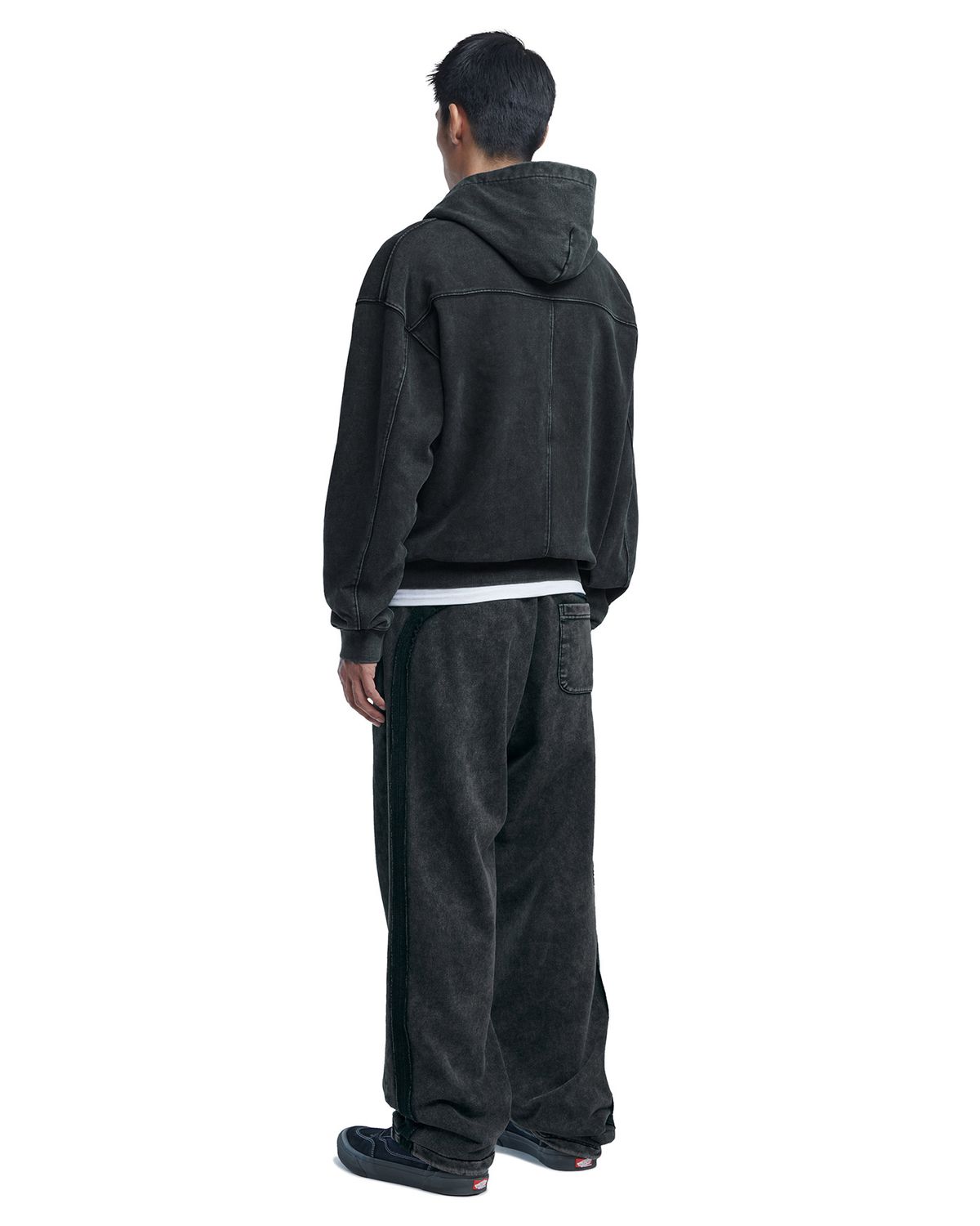 노매뉴얼(NOMANUAL) M.L HOODED ZIP-UP - WASHED BLACK