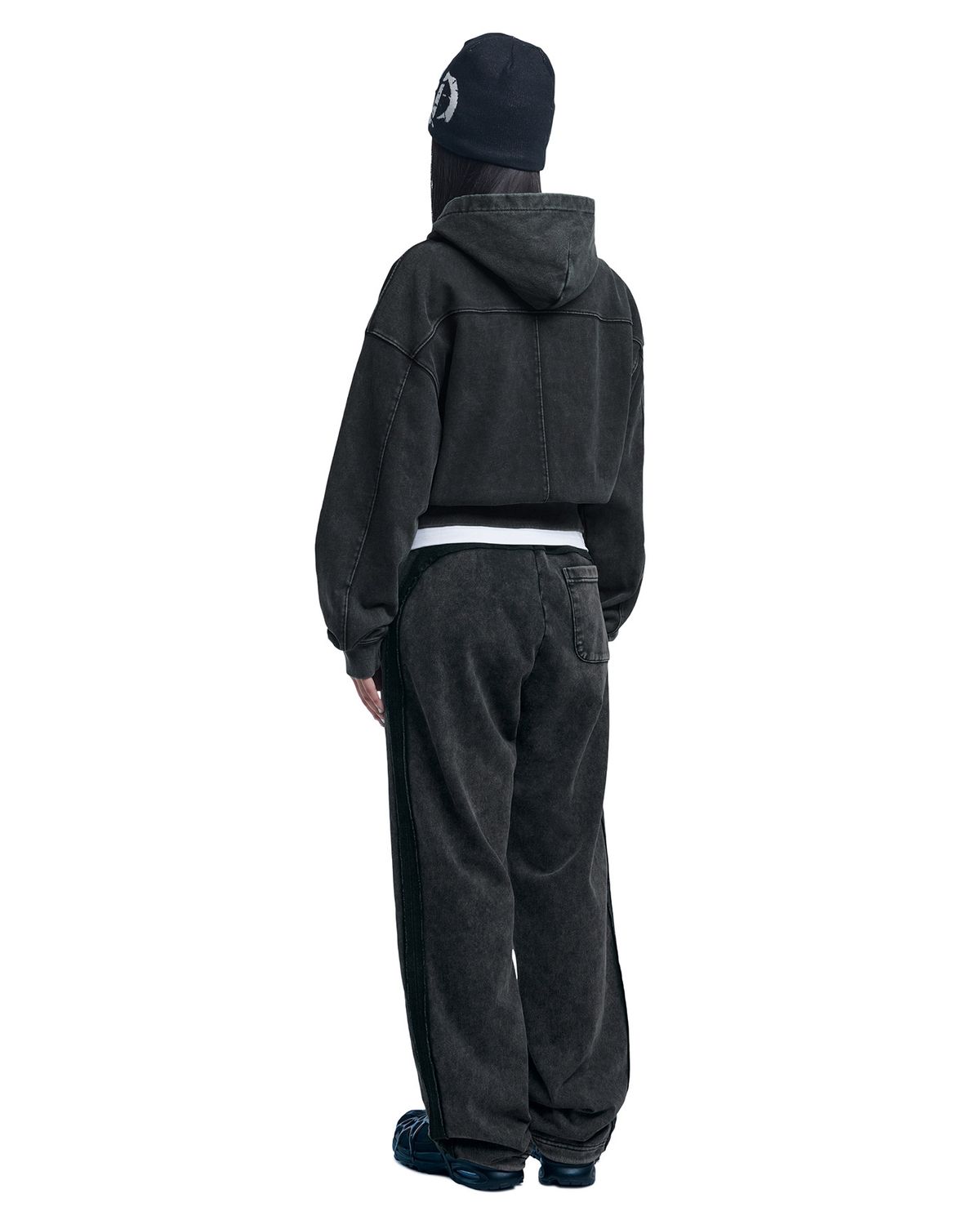 노매뉴얼(NOMANUAL) M.L HOODED ZIP-UP - WASHED BLACK