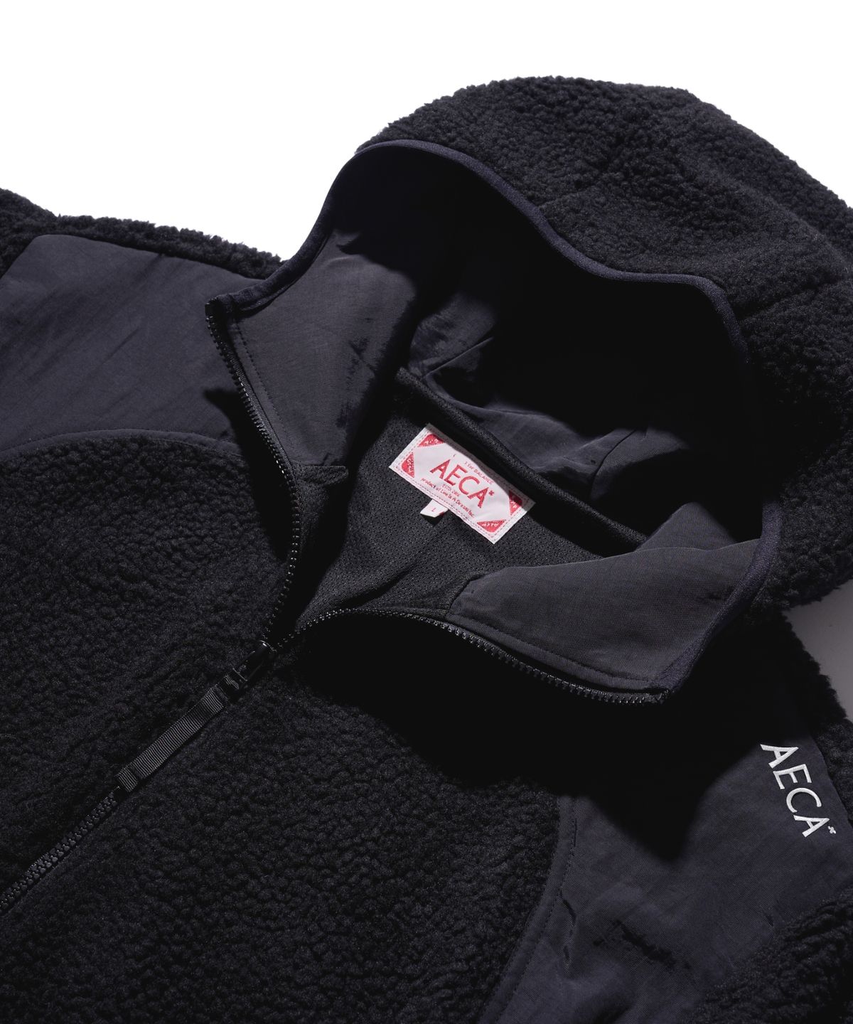 에이카화이트(AECA) AECA SHERPA ZIP UP HOOD JACKET-BLACK
