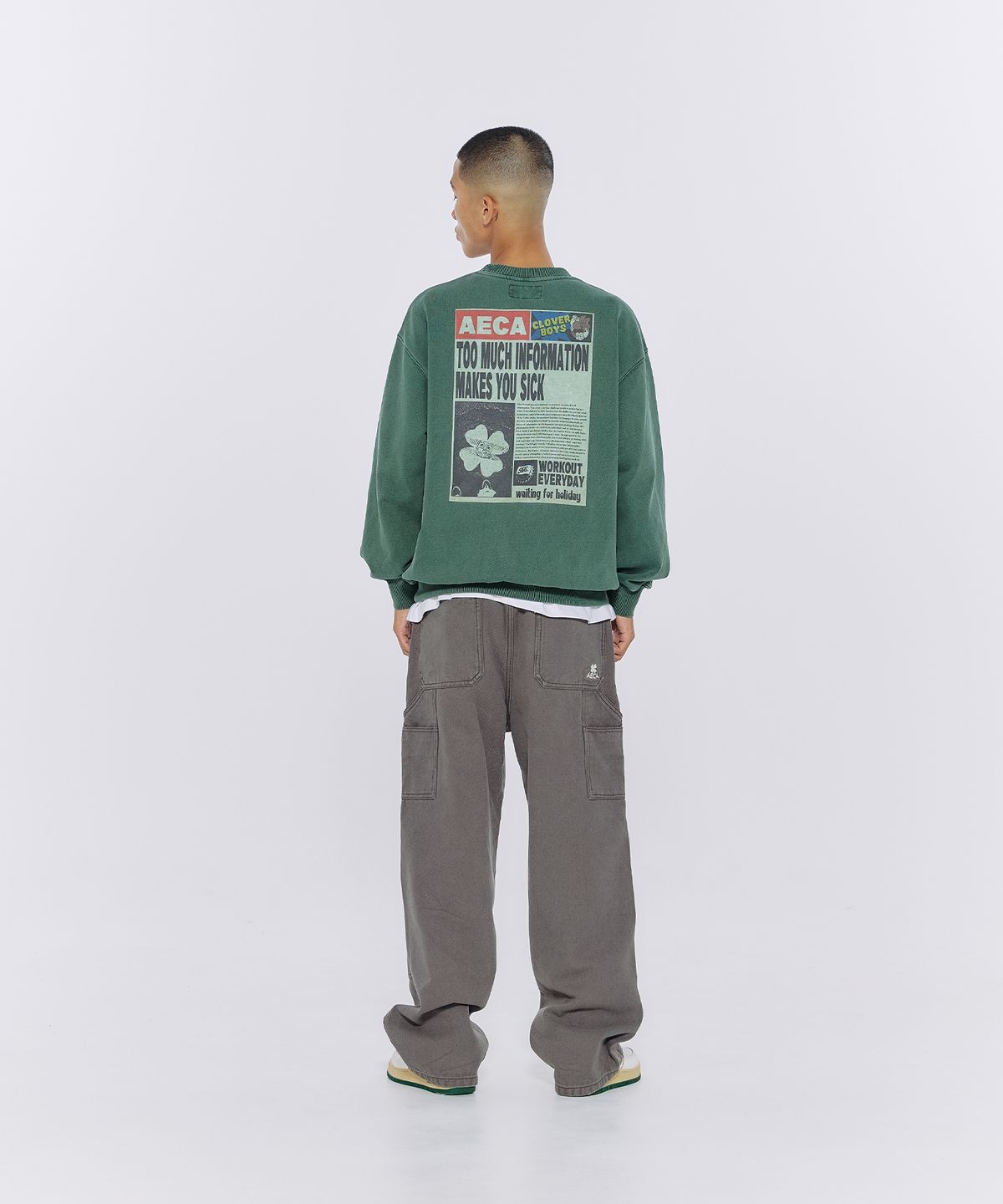 에이카화이트(AECA) AECA SOCIAL BALANCE SWEAT SHIRTS-WASHED GREEN