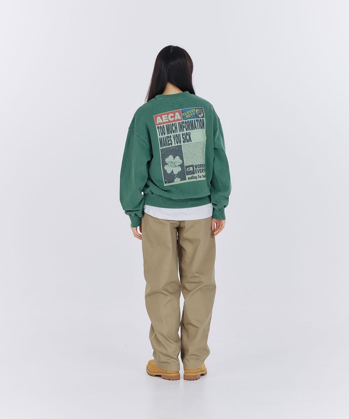 에이카화이트(AECA) AECA SOCIAL BALANCE SWEAT SHIRTS-WASHED GREEN