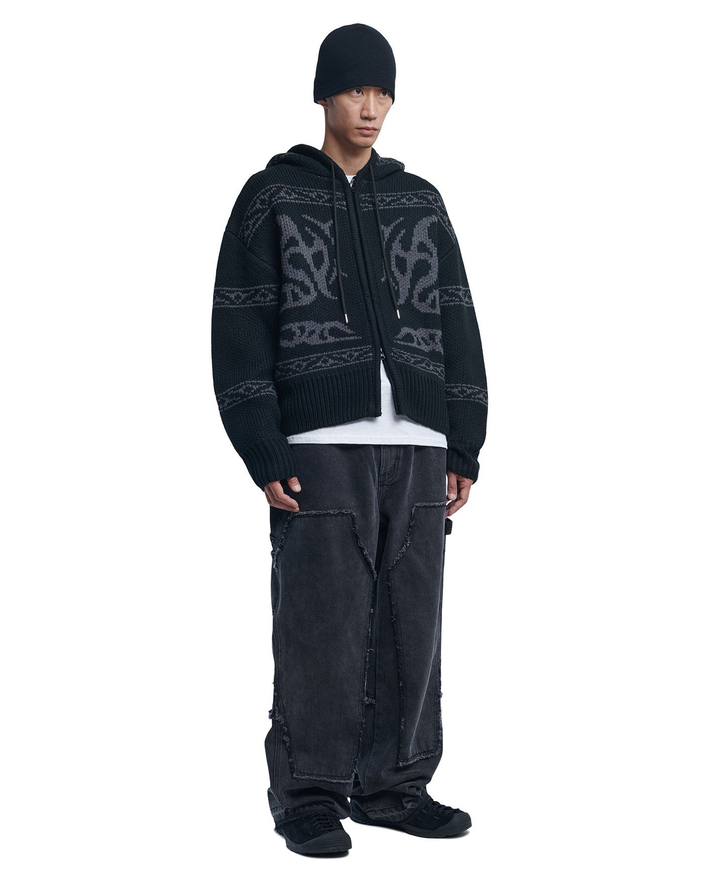 [NOMANUAL] COWICHAN HOODED ZIP-UP ★大人気★ MUSINSA公式 | NOMANUAL COWICHAN HOODED ZIP-UP - NAVY
