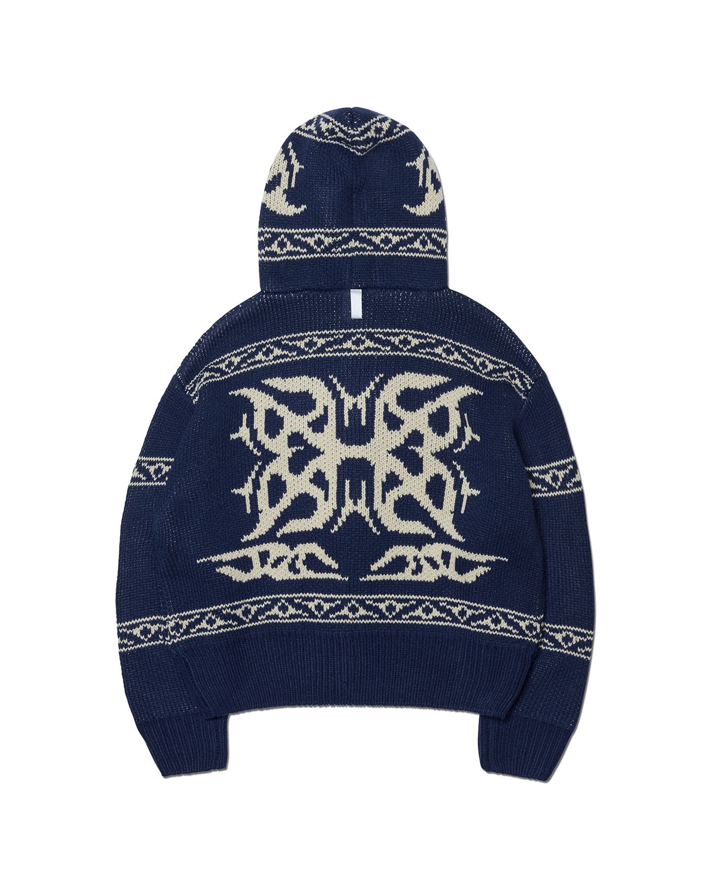 [NOMANUAL] COWICHAN HOODED ZIP-UP ★大人気★ MUSINSA公式 | NOMANUAL COWICHAN HOODED ZIP-UP - NAVY