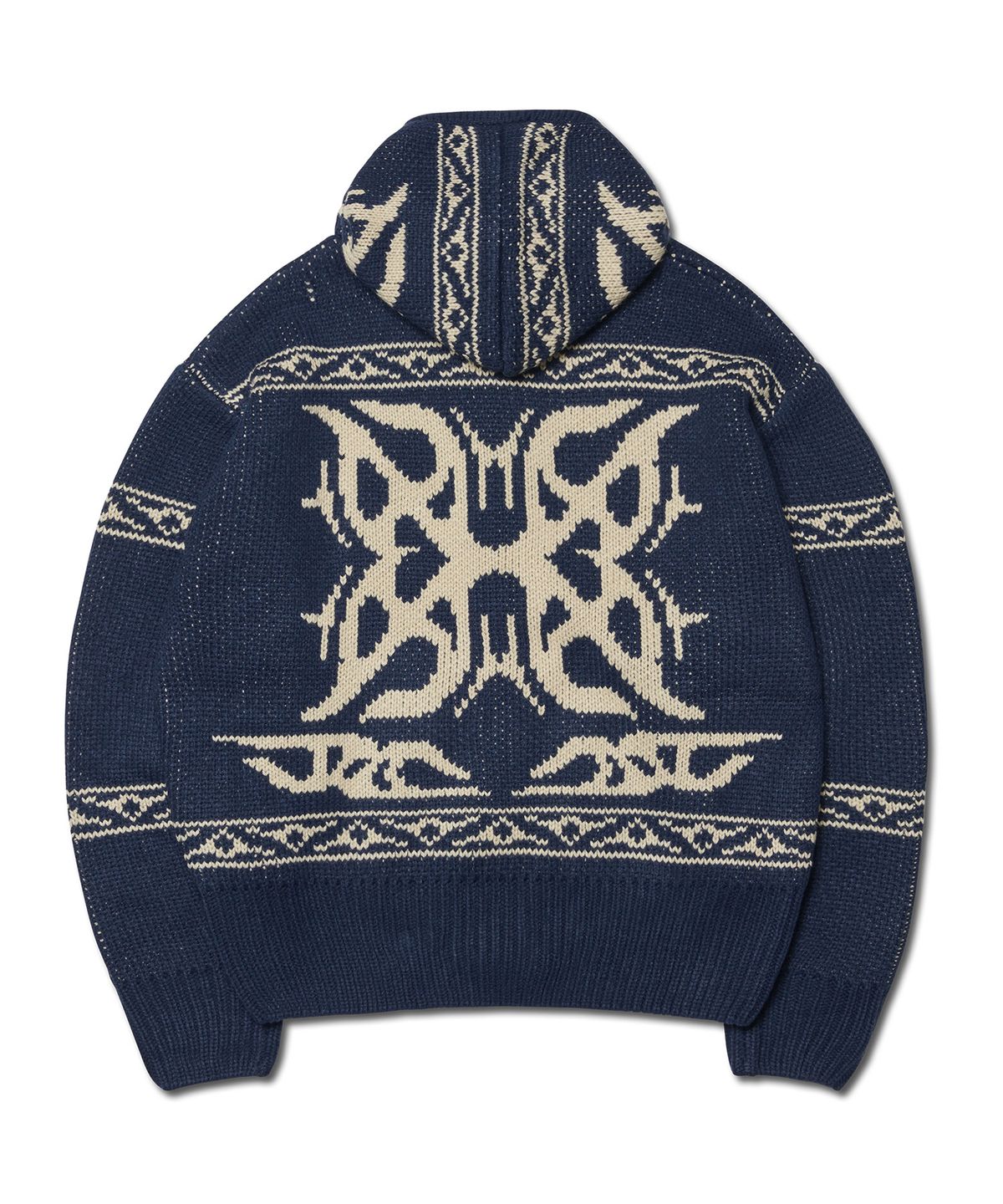 노매뉴얼(NOMANUAL) COWICHAN HOODED ZIP-UP - NAVY