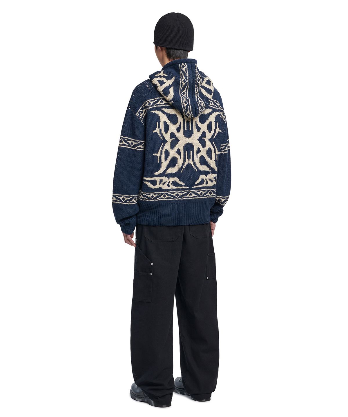 노매뉴얼(NOMANUAL) COWICHAN HOODED ZIP-UP - NAVY