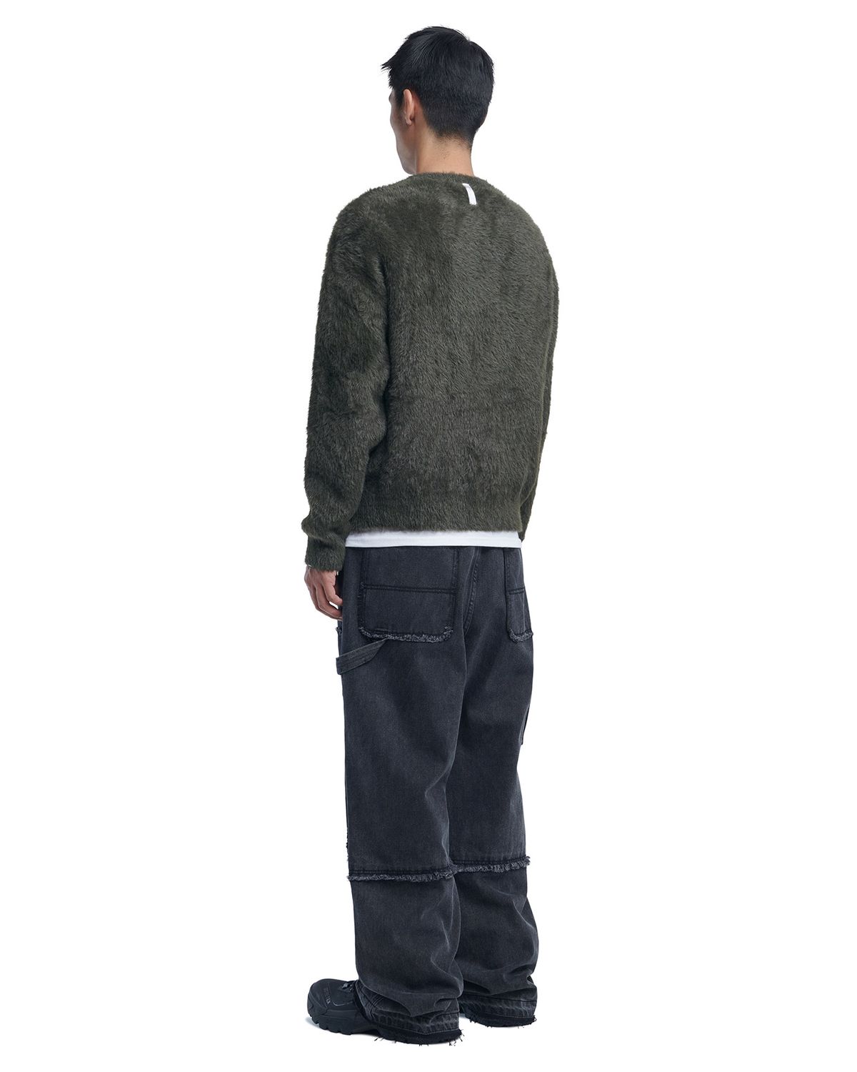노매뉴얼(NOMANUAL) CROPPED HAIRY KNIT - KHAKI
